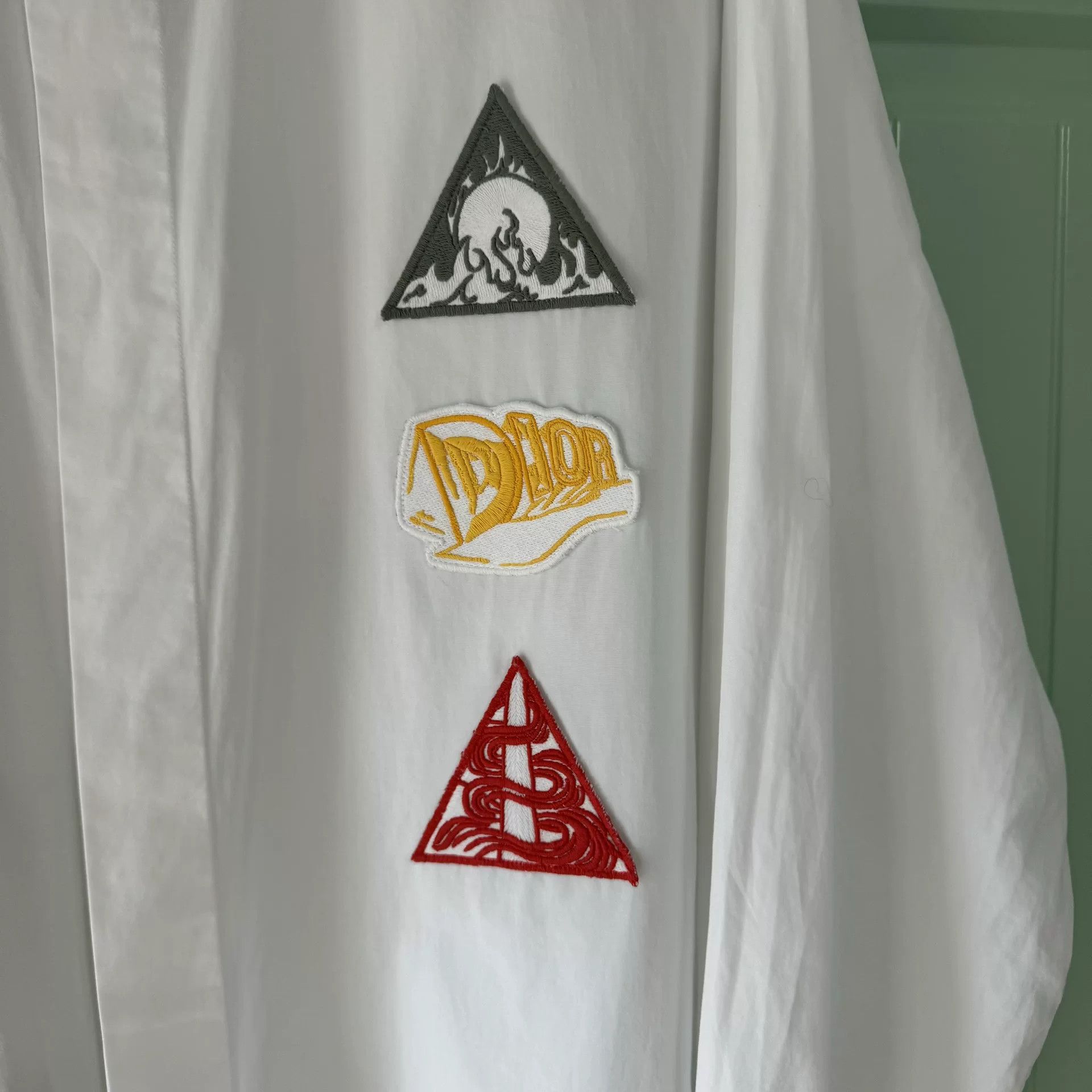 Dior Dior White Triangle Embroidery Shirt Size S / US 4 / IT 40 - 7 Thumbnail