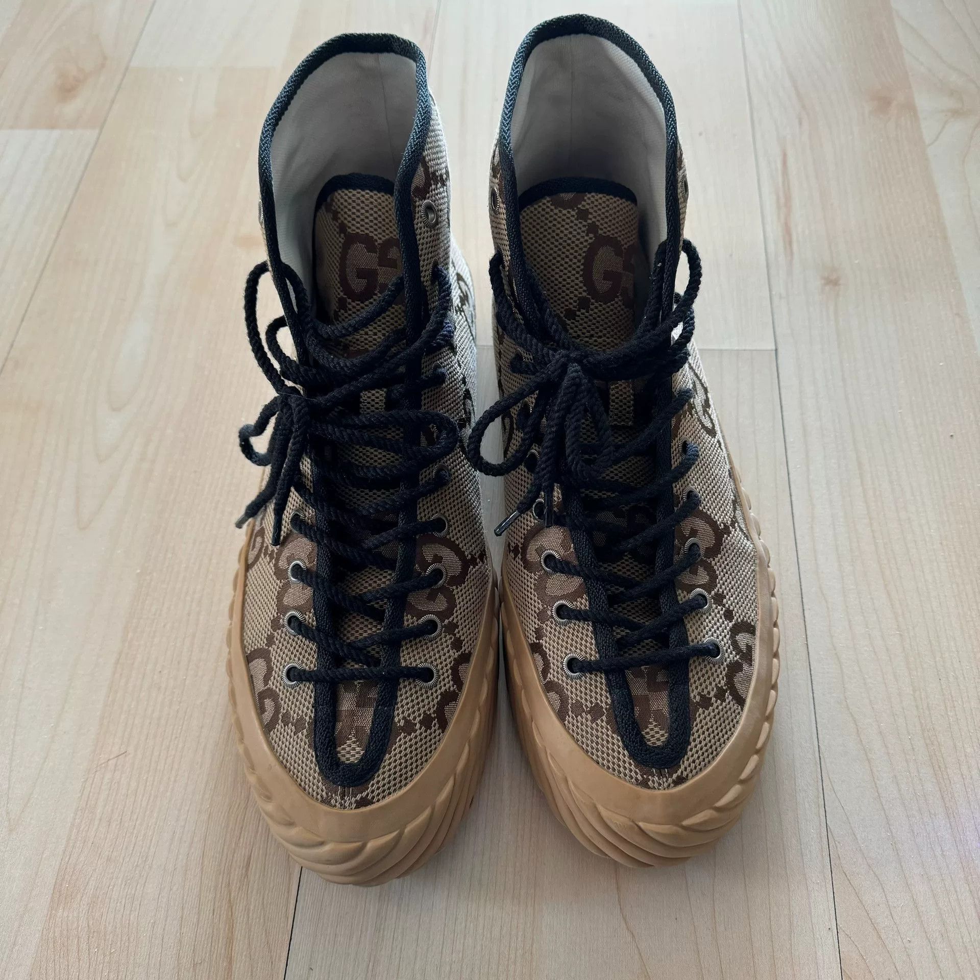 Gucci Gucci Monogram Print High-Top Canvas Shoes Size US 10 / EU 43 - 2 Thumbnail