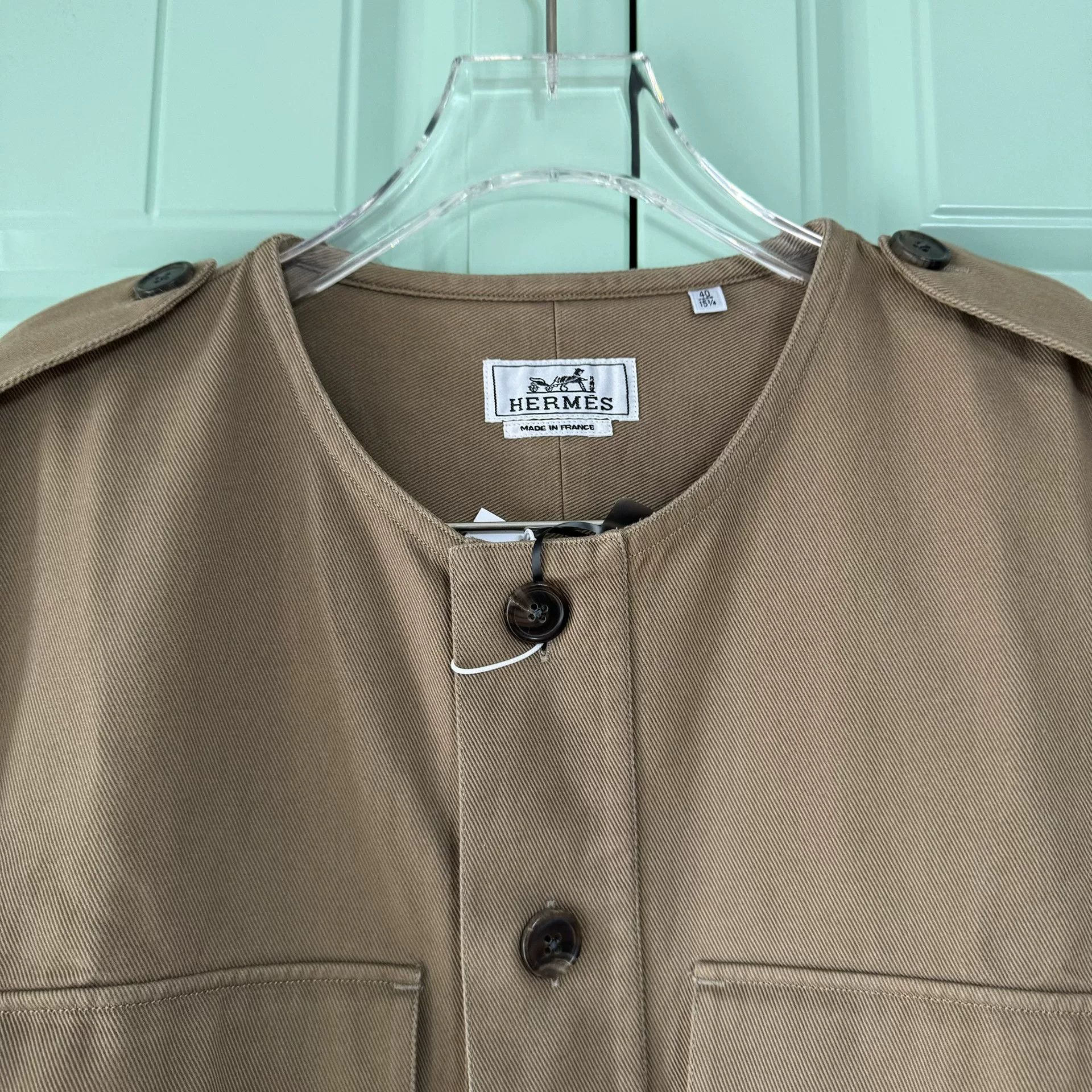 Hermes Hermes Men's Beige Cotton Shirt Jacket Size US XXS / EU 40 - 8 Thumbnail