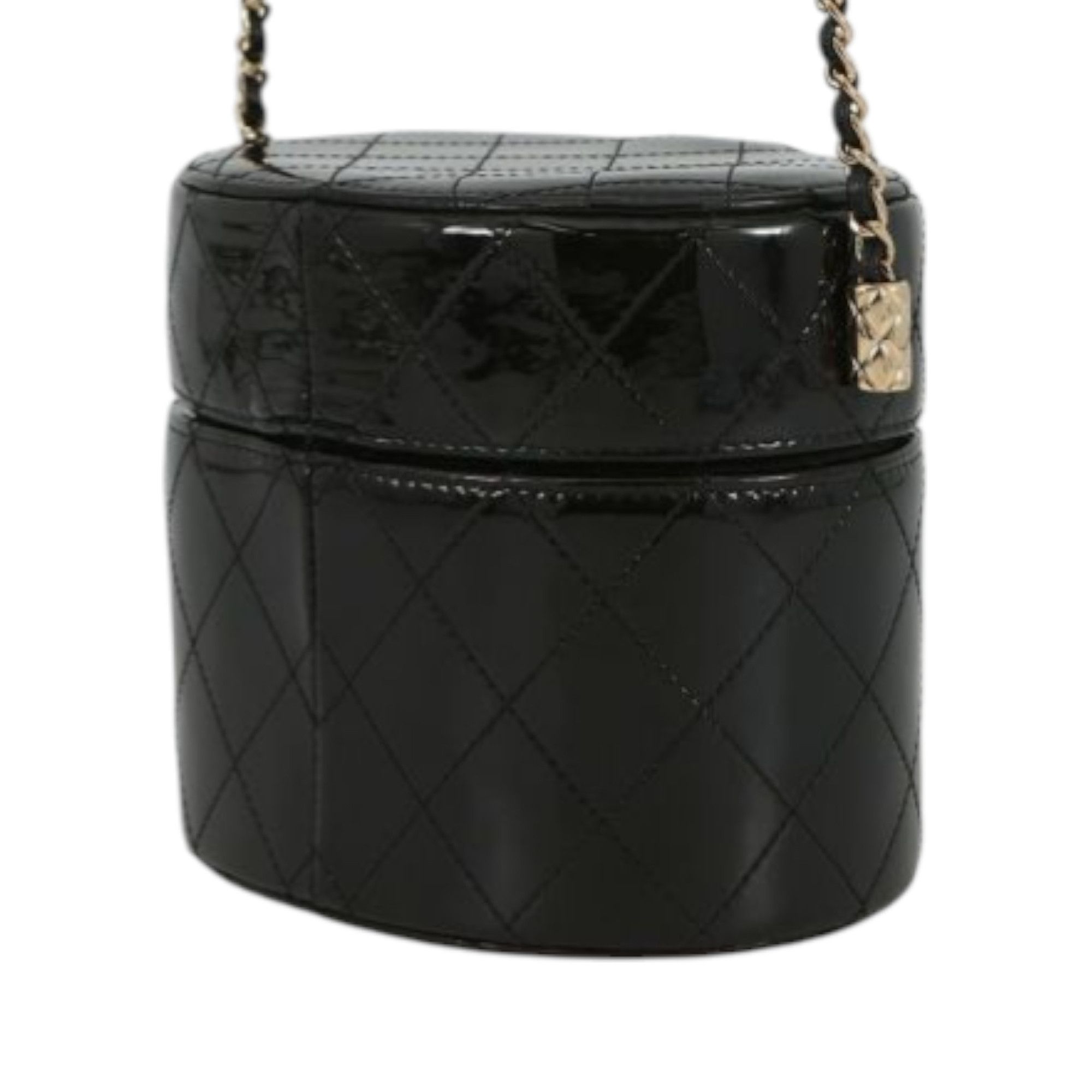 Chanel Chanel CC Quilted Patent Round Vanity Clutch With Chain Size ONE SIZE - 2 Thumbnail