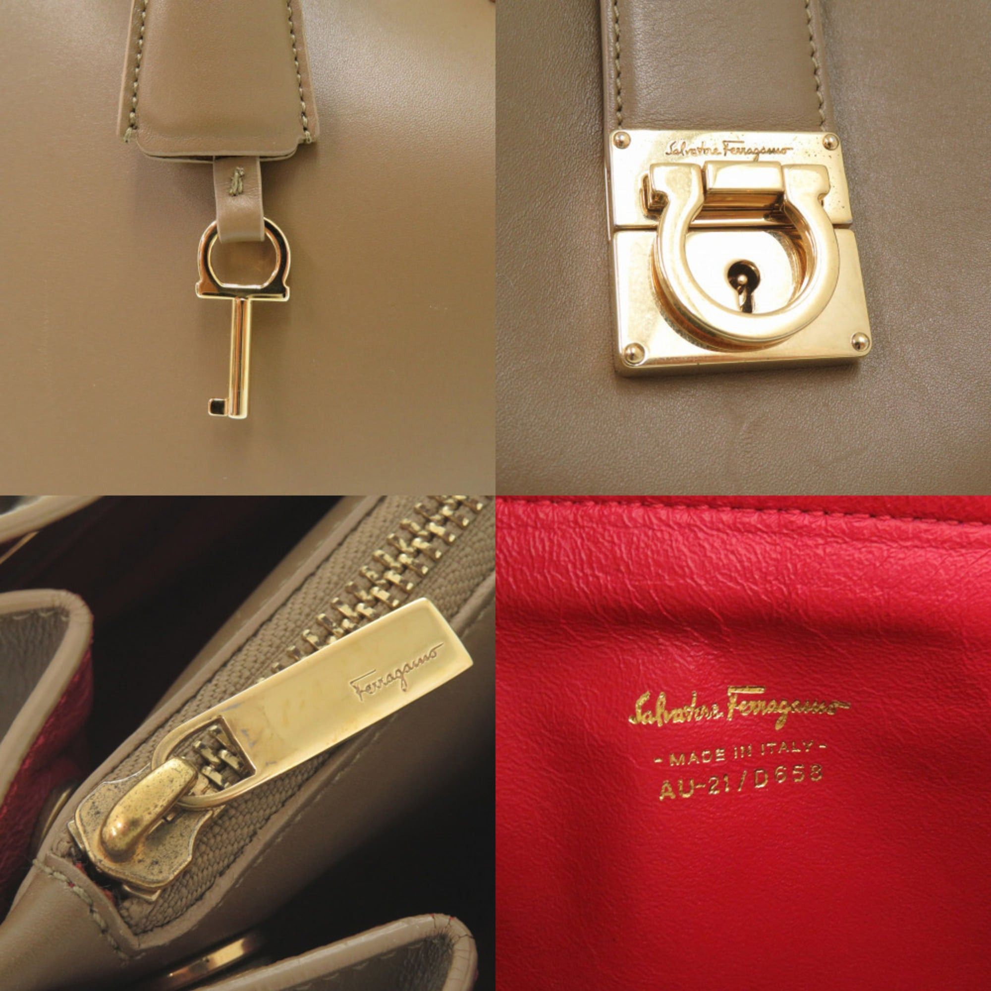 Salvatore Ferragamo Salvatore Ferragamo Gancini Brown Leather Handbag 0646 Size ONE SIZE - 8 Thumbnail