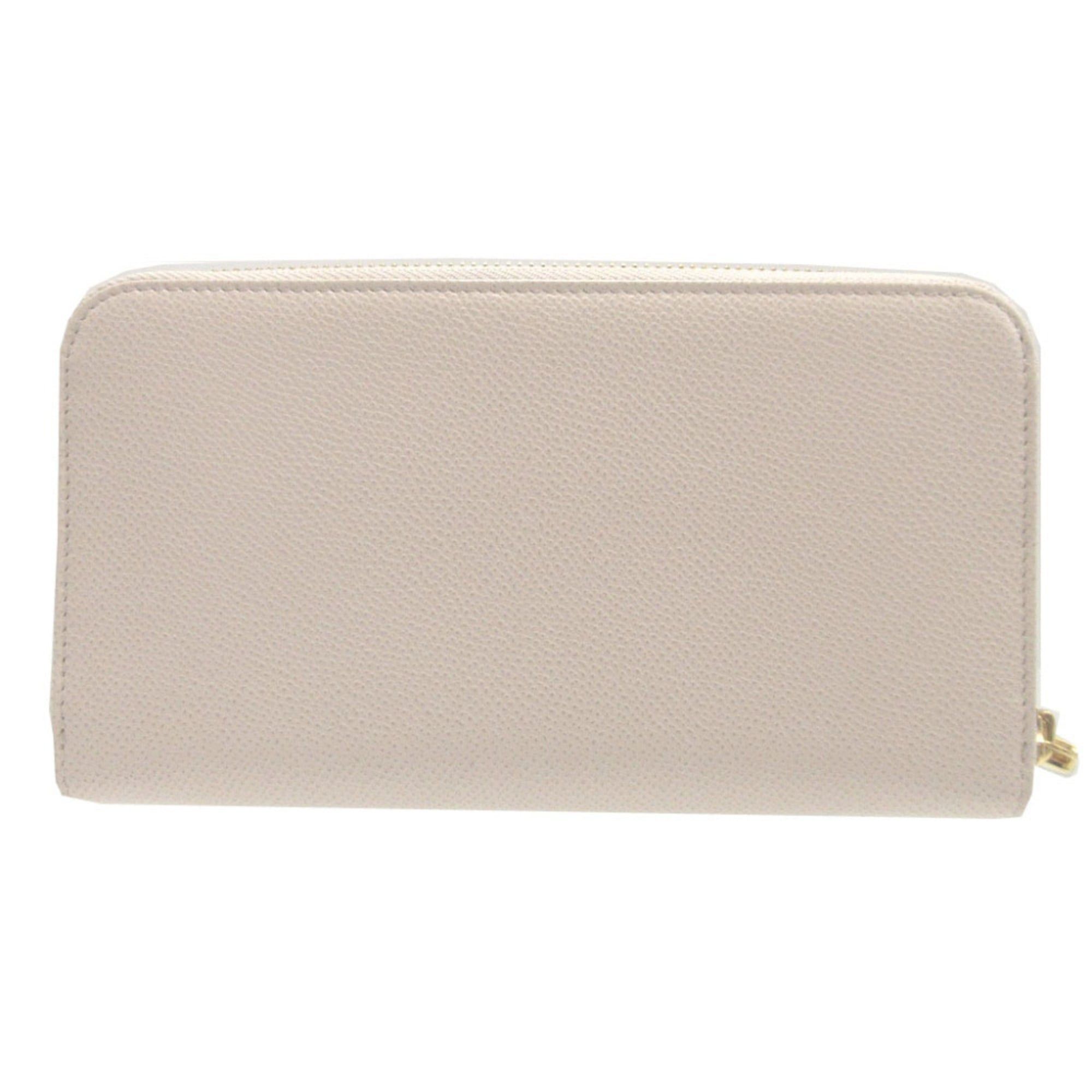 Salvatore Ferragamo Like new Salvatore Ferragamo Gancini leather ivory JASMINE FLOW round zip long wallet 0562 Size ONE SIZE - 3 Thumbnail