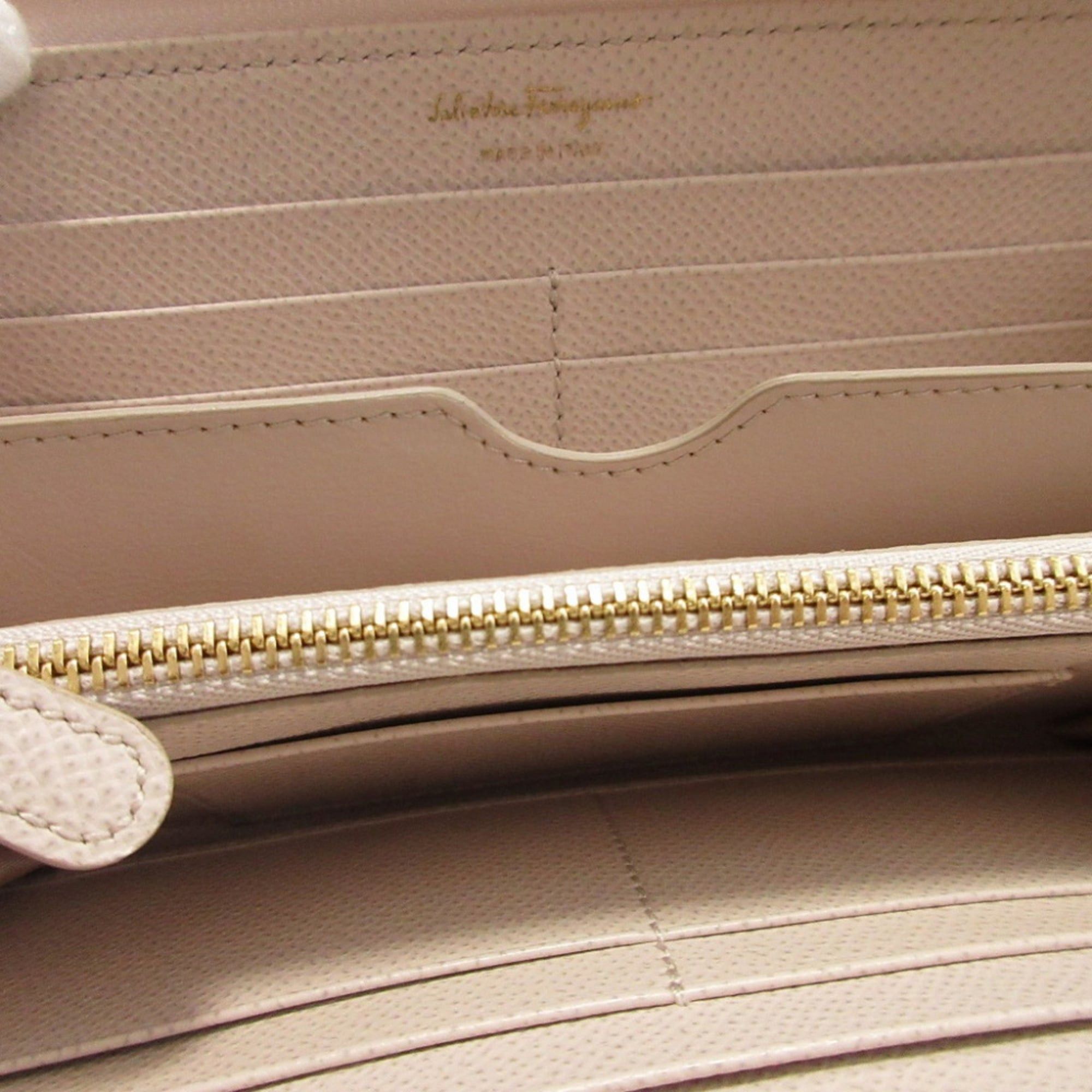 Salvatore Ferragamo Like new Salvatore Ferragamo Gancini leather ivory JASMINE FLOW round zip long wallet 0562 Size ONE SIZE - 4 Thumbnail