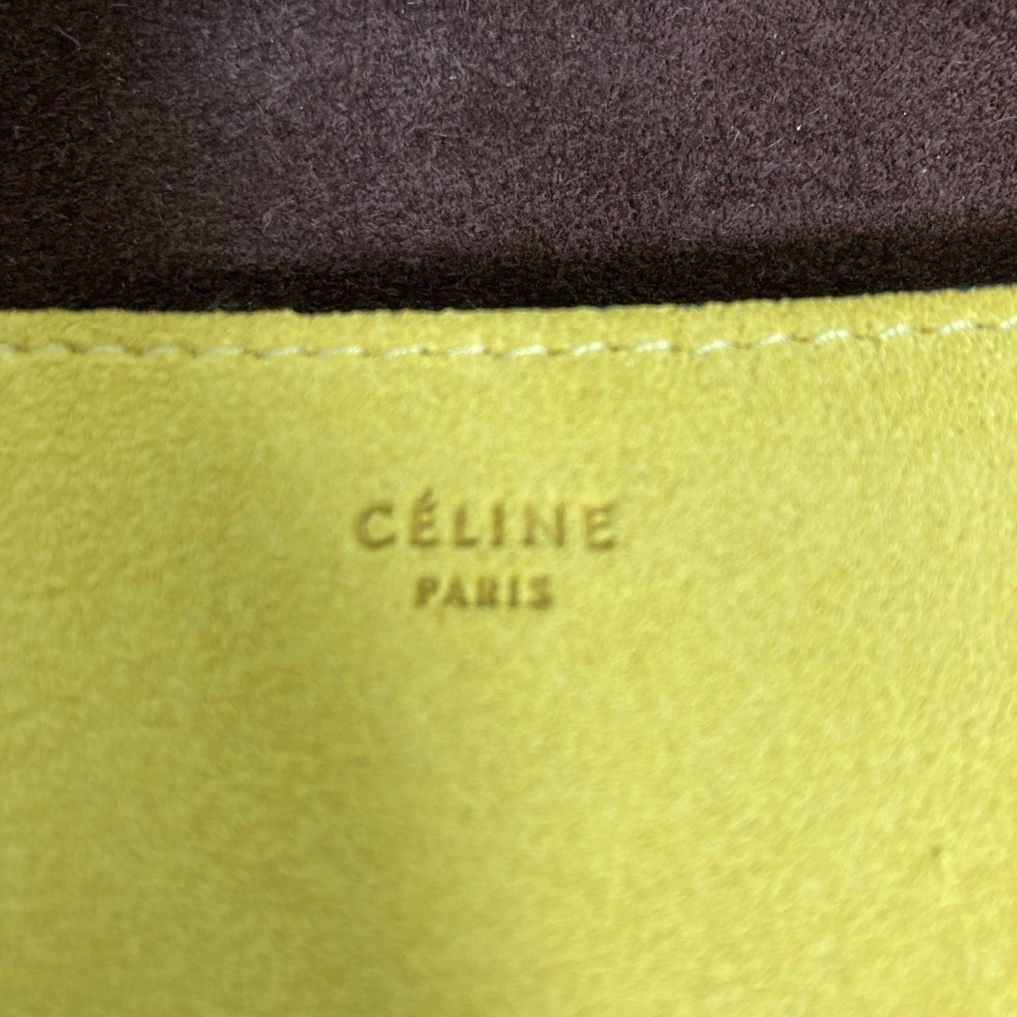 Celine CELINE Diamond Shoulder Bag in Burgundy, Yellow, and Gray. Women's. Luxs Pre-owned Brand. Size ONE SIZE - 6 Thumbnail