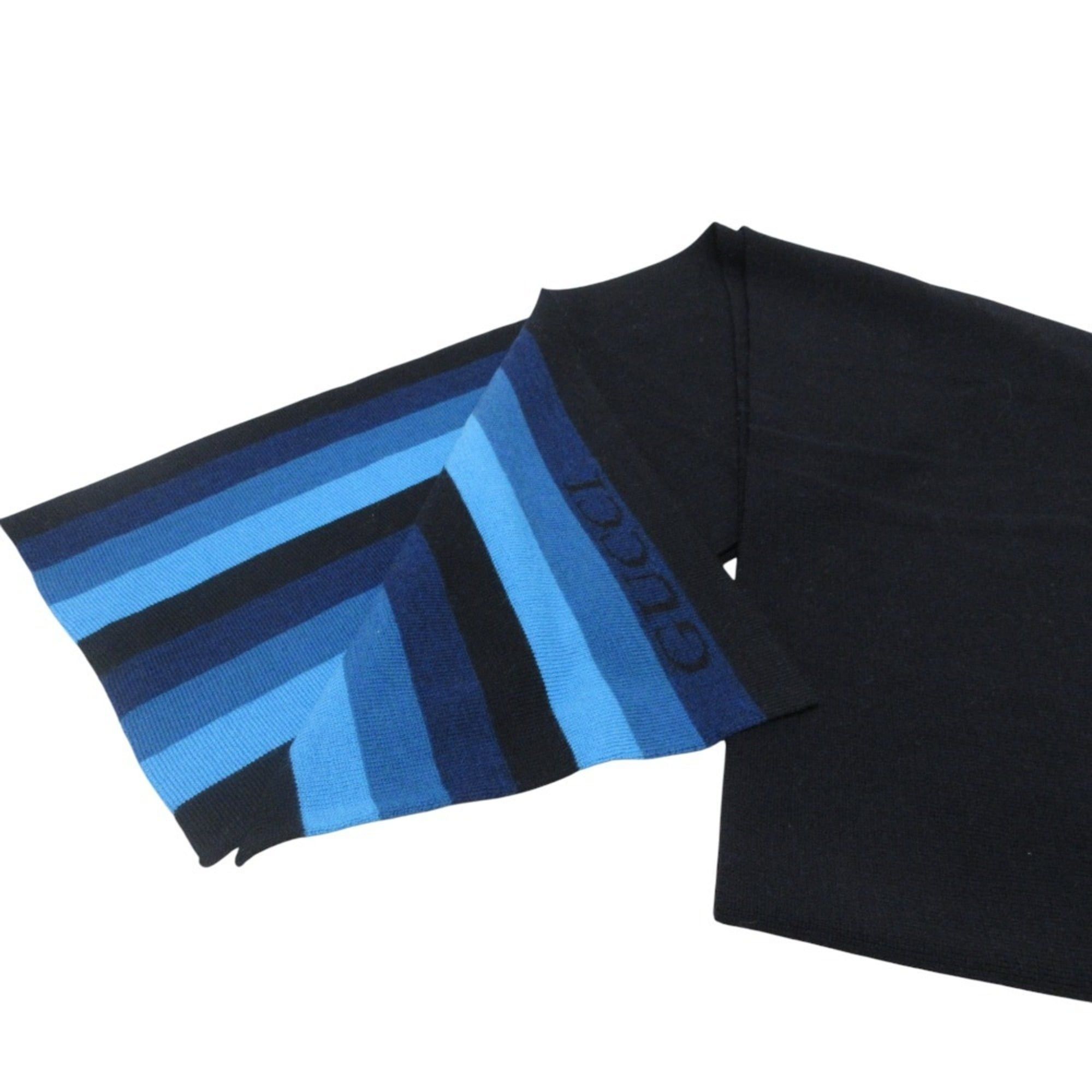 Gucci GUCCI striped wool scarf, reversible, black and blue, women's, Luxs, secondhand brand clothing Size ONE SIZE - 5 Thumbnail