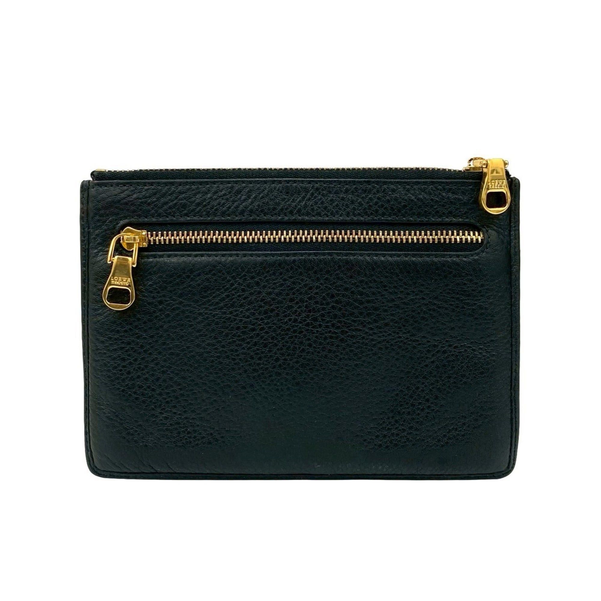 Loewe LOEWE Gold Leather Zipper Pouch/Coin Case, Black, 62954 Size ONE SIZE - 2 Thumbnail