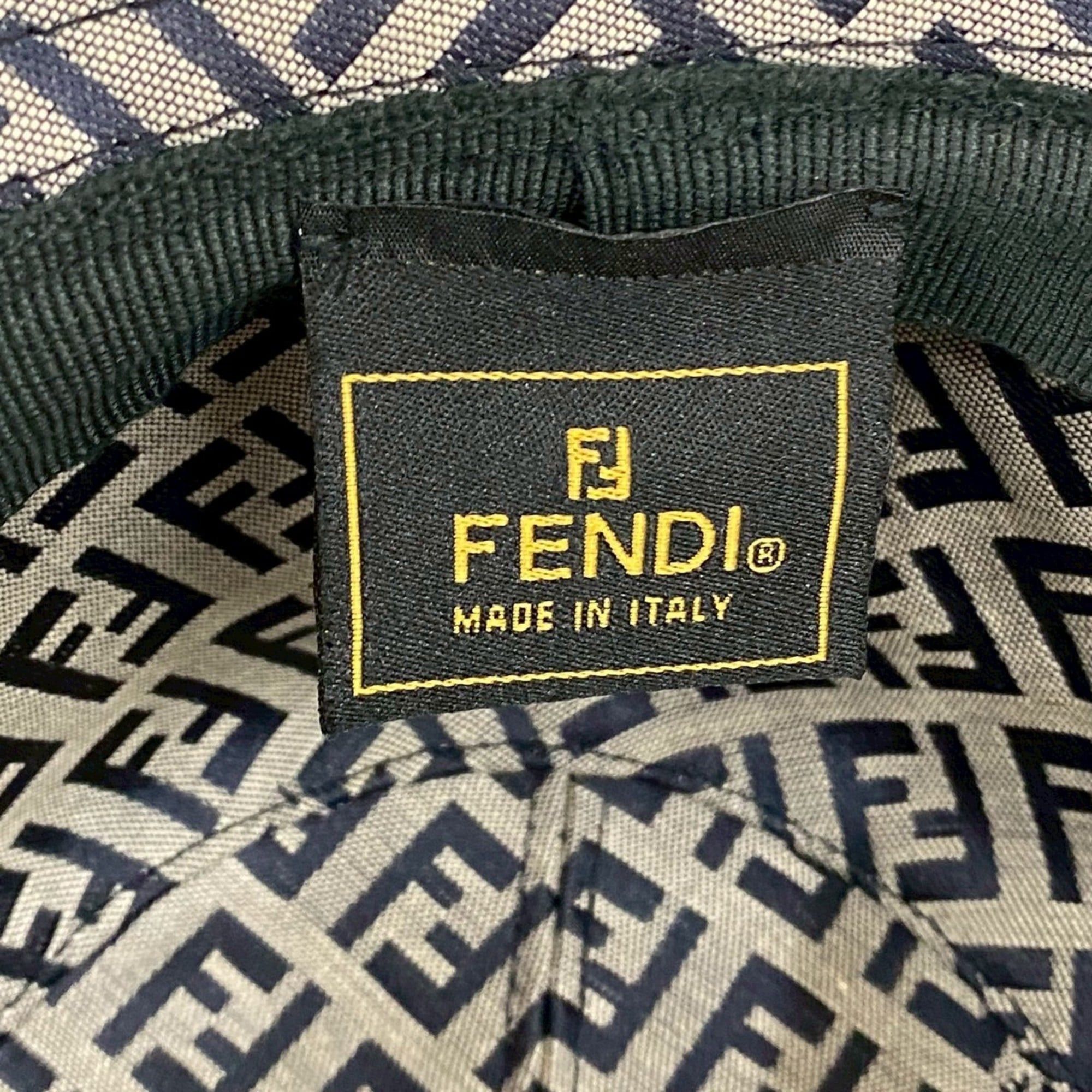 Fendi FENDI Zucchino Logo Cotton and Polyester Bucket Hat, Navy Gray, 48289 Size ONE SIZE - 6 Thumbnail