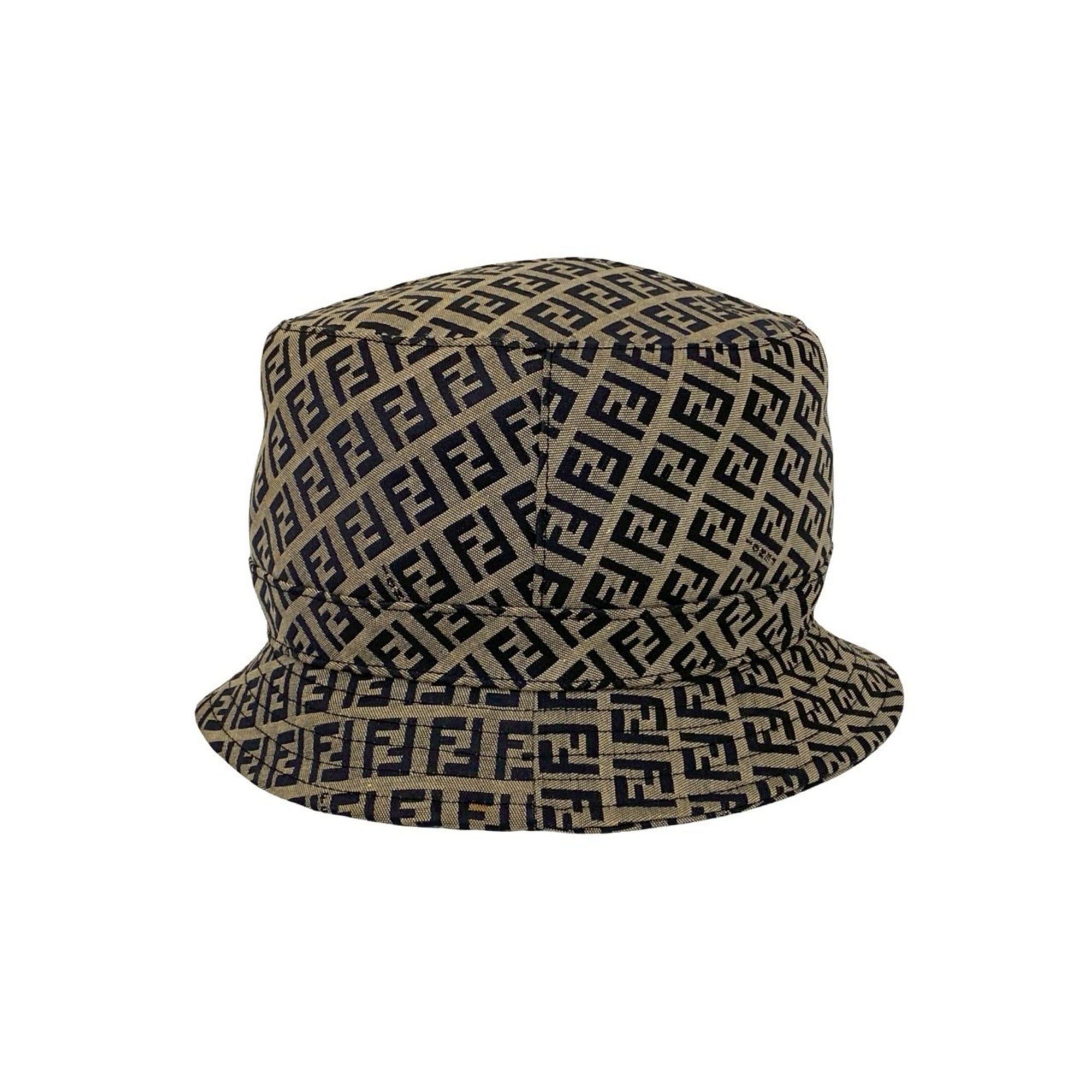 Fendi FENDI Zucchino Logo Cotton and Polyester Bucket Hat, Navy Gray, 48289 Size ONE SIZE - 5 Thumbnail
