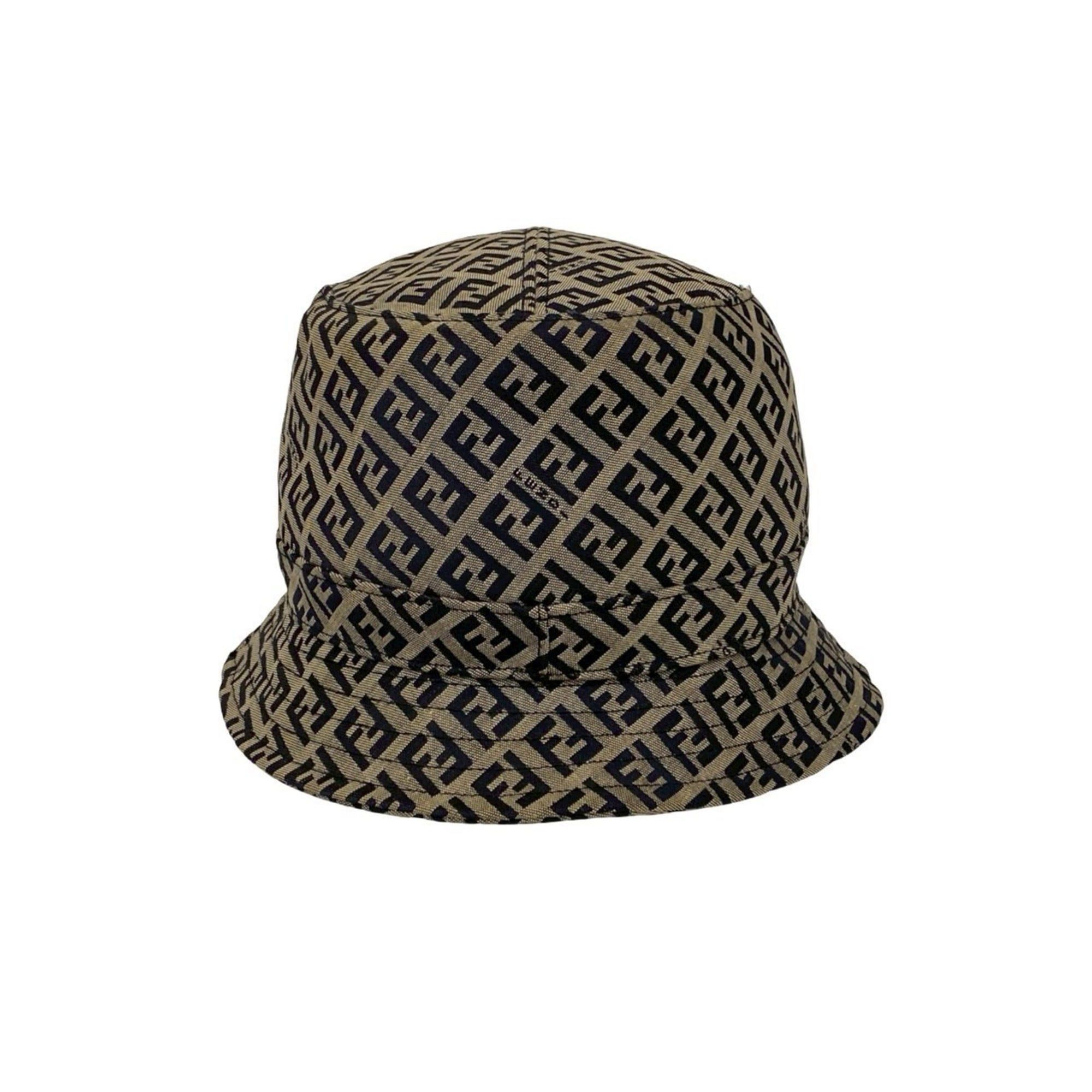 Fendi FENDI Zucchino Logo Cotton and Polyester Bucket Hat, Navy Gray, 48289 Size ONE SIZE - 2 Thumbnail