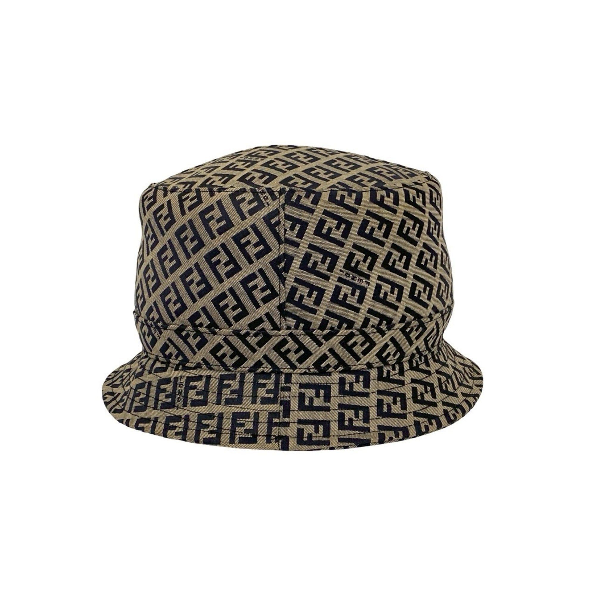 Fendi FENDI Zucchino Logo Cotton and Polyester Bucket Hat, Navy Gray, 48289 Size ONE SIZE - 4 Thumbnail