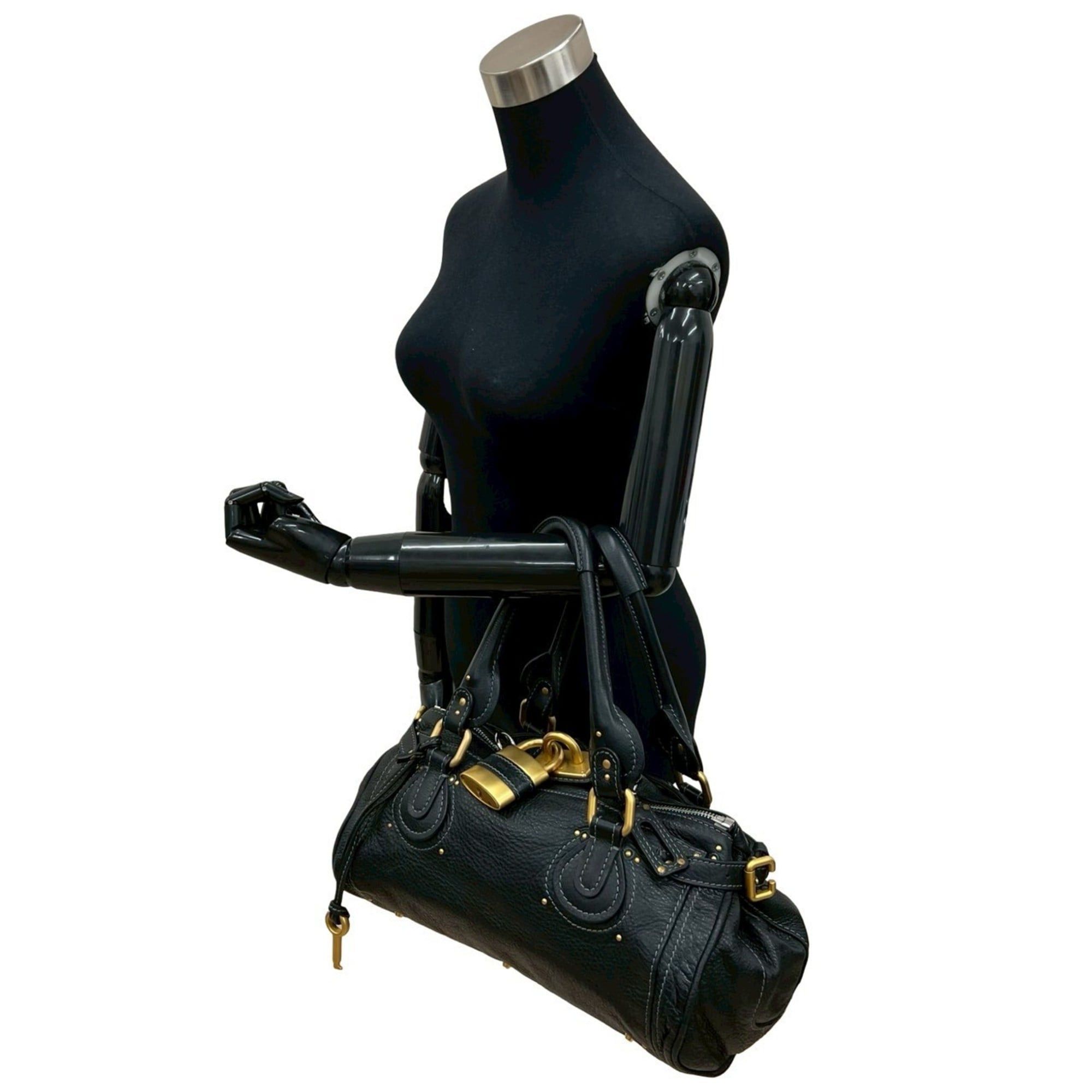 Chloe Chloé Chloe Paddington Leather Handbag, Mini Tote Bag, Boston Black, 26554 Size ONE SIZE - 2 Thumbnail