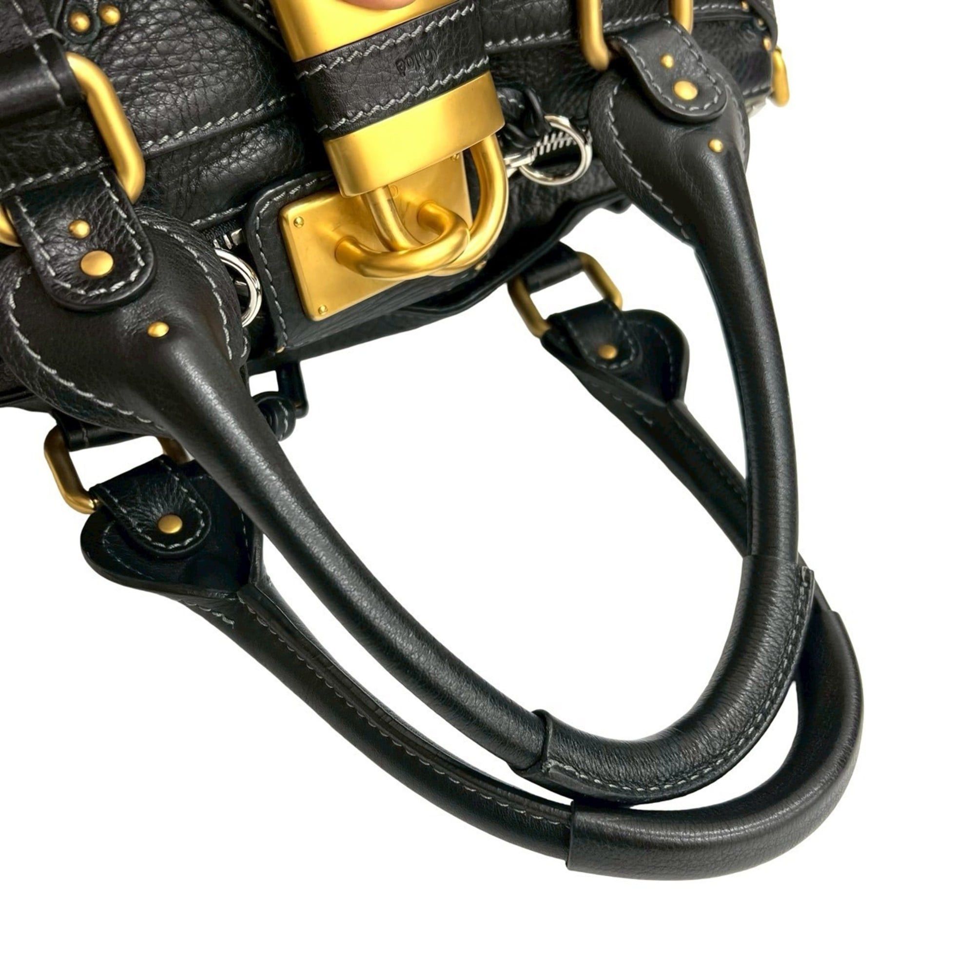 Chloe Chloé Chloe Paddington Leather Handbag, Mini Tote Bag, Boston Black, 26554 Size ONE SIZE - 3 Thumbnail