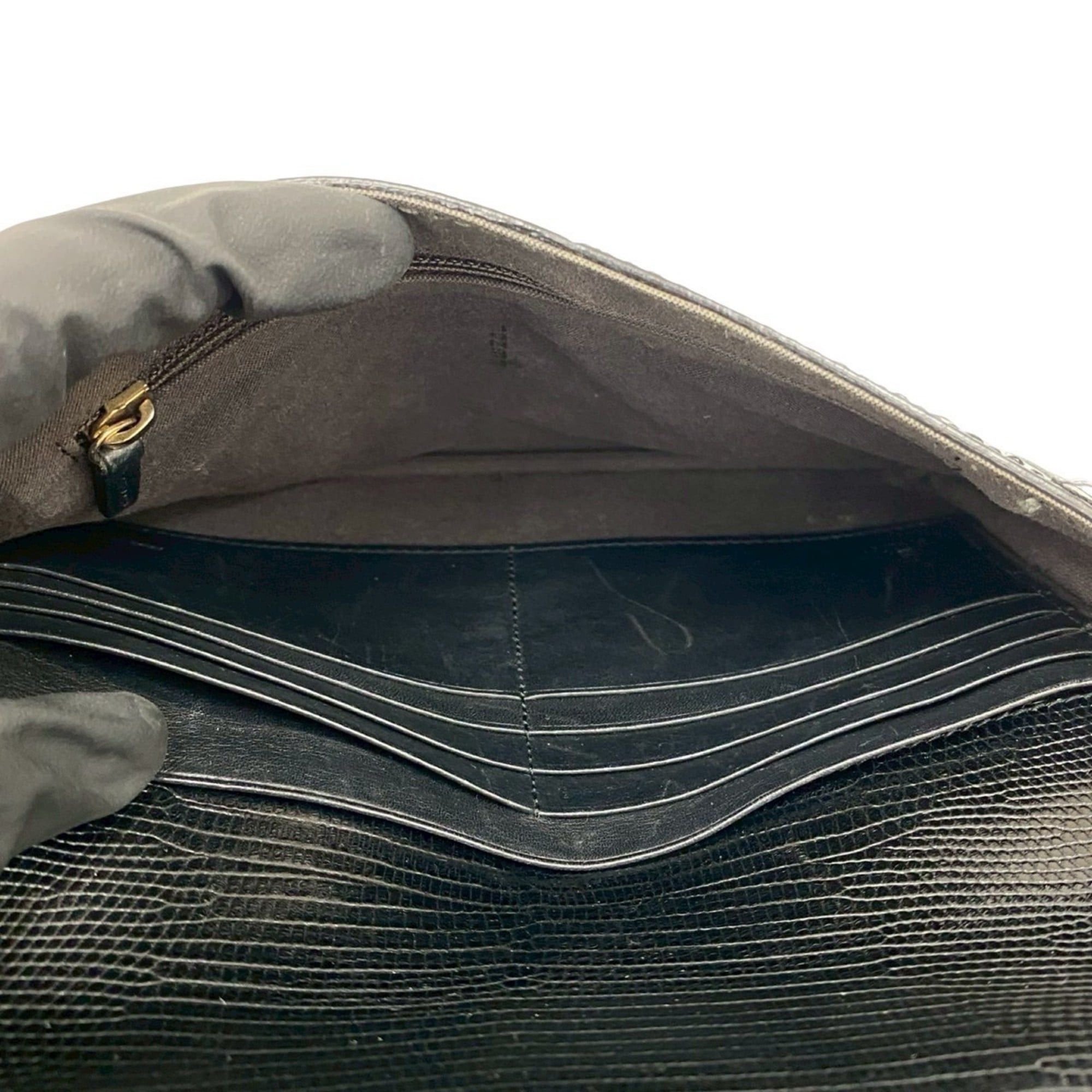 Fendi FENDI Zucca FF Logo Leather Chain Mini Shoulder Bag Pochette Sacoche Black 26151 Size ONE SIZE - 9 Thumbnail