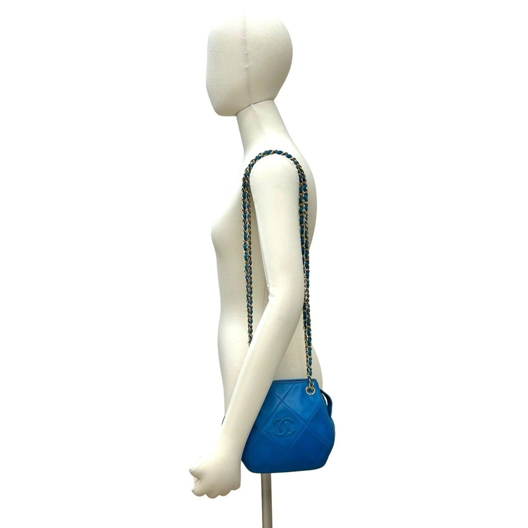 Chanel CHANEL Coco Mark Fringe Lambskin Chain Shoulder Bag Blue 39736 Size ONE SIZE - 2 Thumbnail