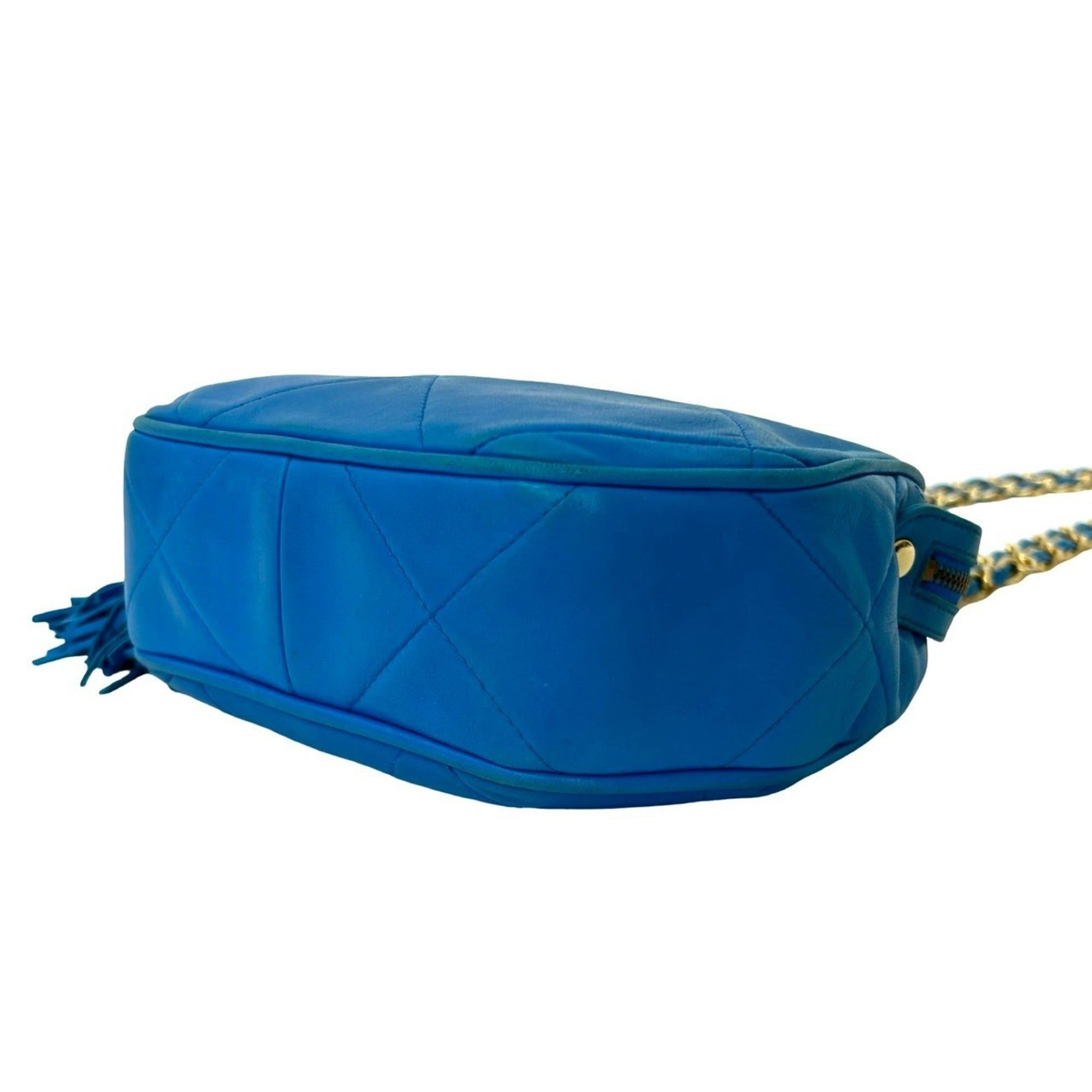 Chanel CHANEL Coco Mark Fringe Lambskin Chain Shoulder Bag Blue 39736 Size ONE SIZE - 8 Thumbnail