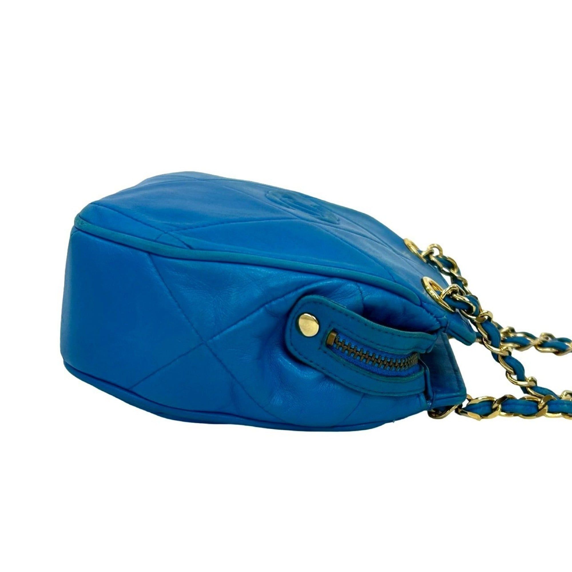 Chanel CHANEL Coco Mark Fringe Lambskin Chain Shoulder Bag Blue 39736 Size ONE SIZE - 6 Thumbnail