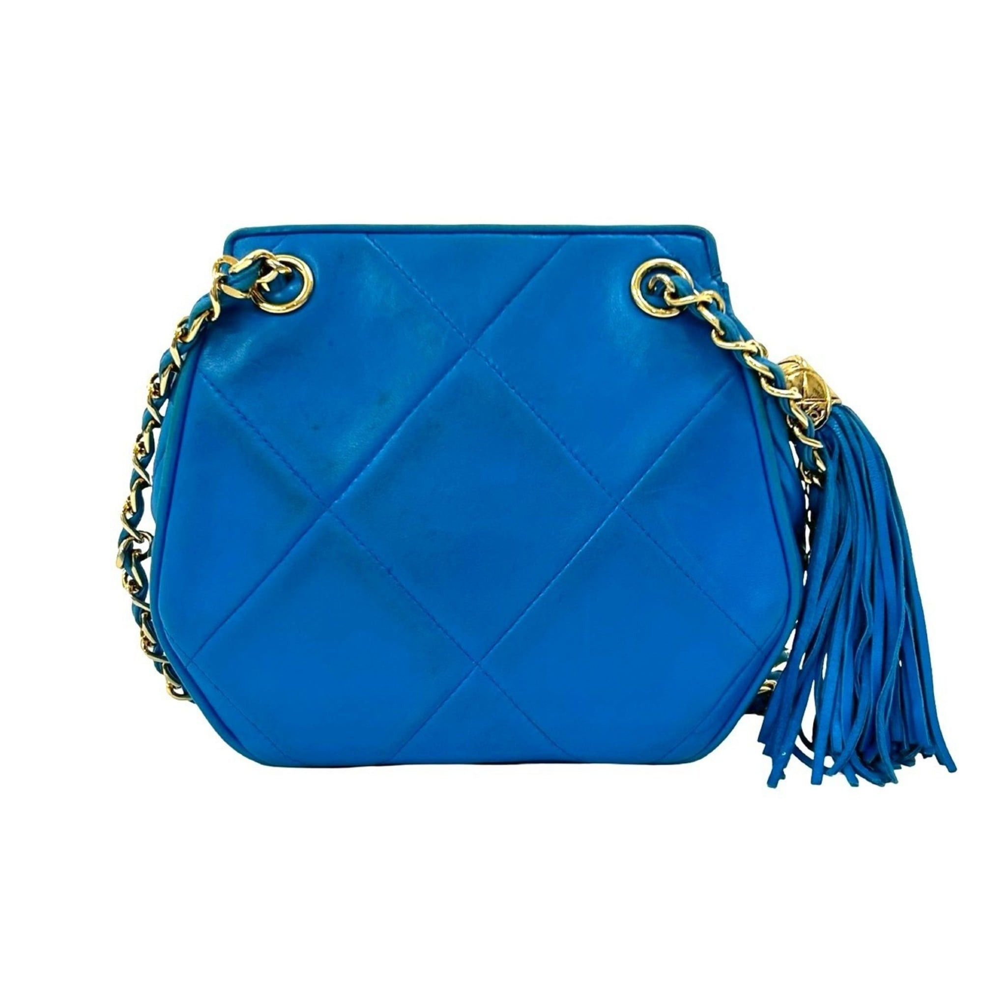 Chanel CHANEL Coco Mark Fringe Lambskin Chain Shoulder Bag Blue 39736 Size ONE SIZE - 3 Thumbnail