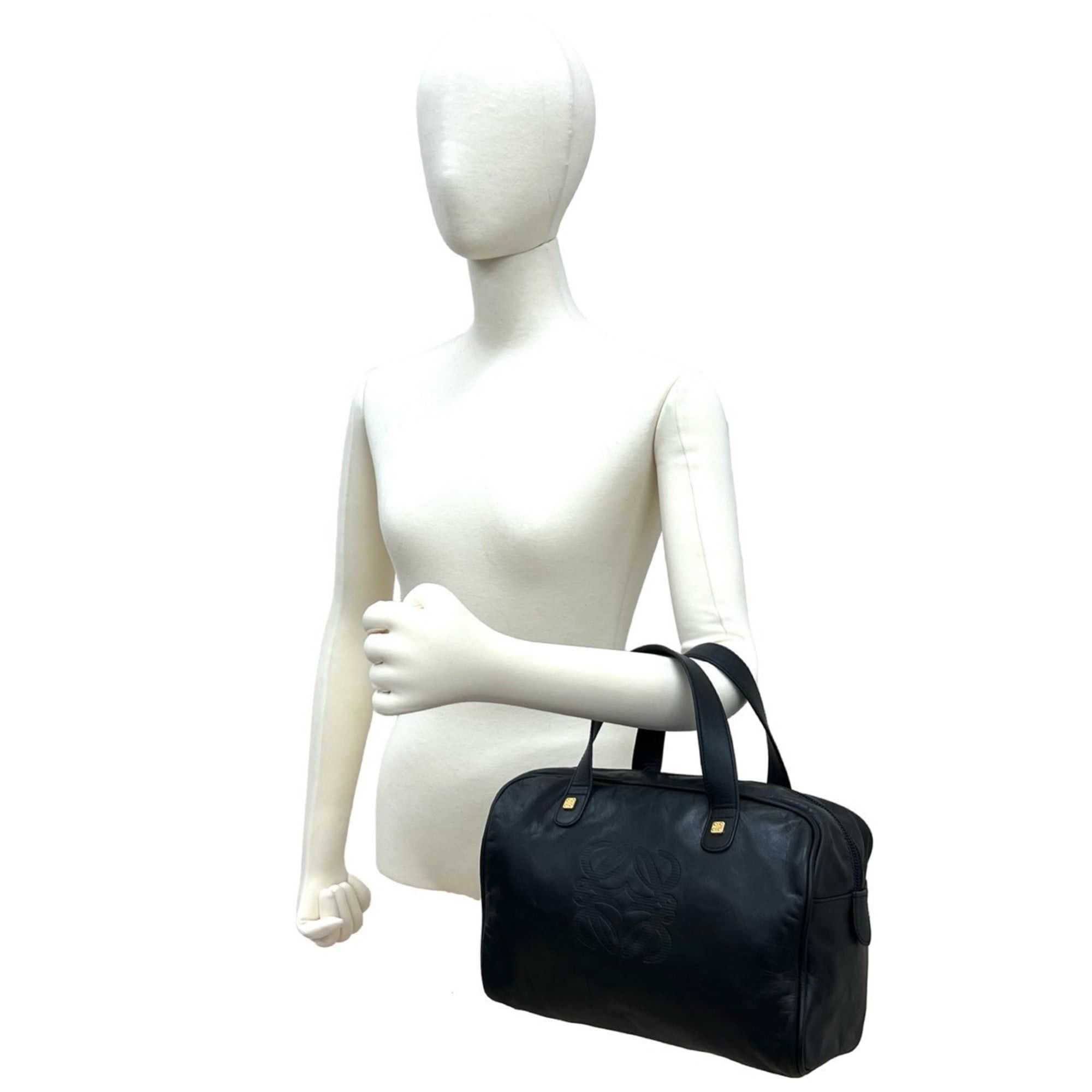 Loewe LOEWE Amazona 28 Anagram Logo Leather Handbag/Mini Boston Bag, Black, 32926 Size ONE SIZE - 2 Thumbnail