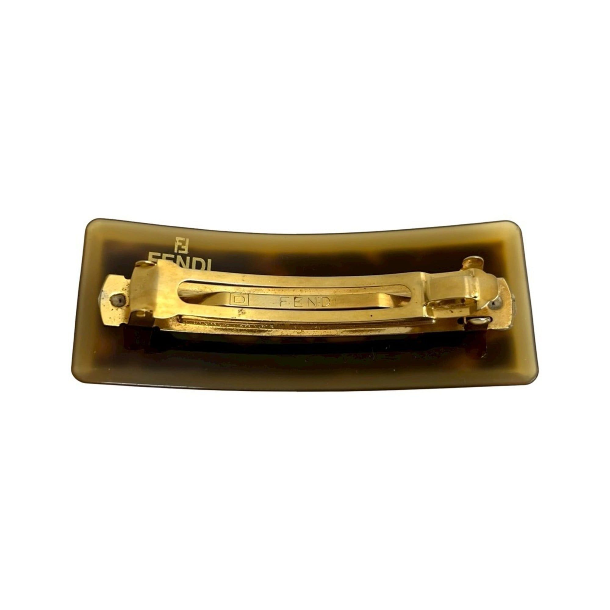 Fendi FENDI Logo Tortoiseshell Barrette Hairpin Hair Accessory for Women, Brown, 30423 Size ONE SIZE - 5 Thumbnail