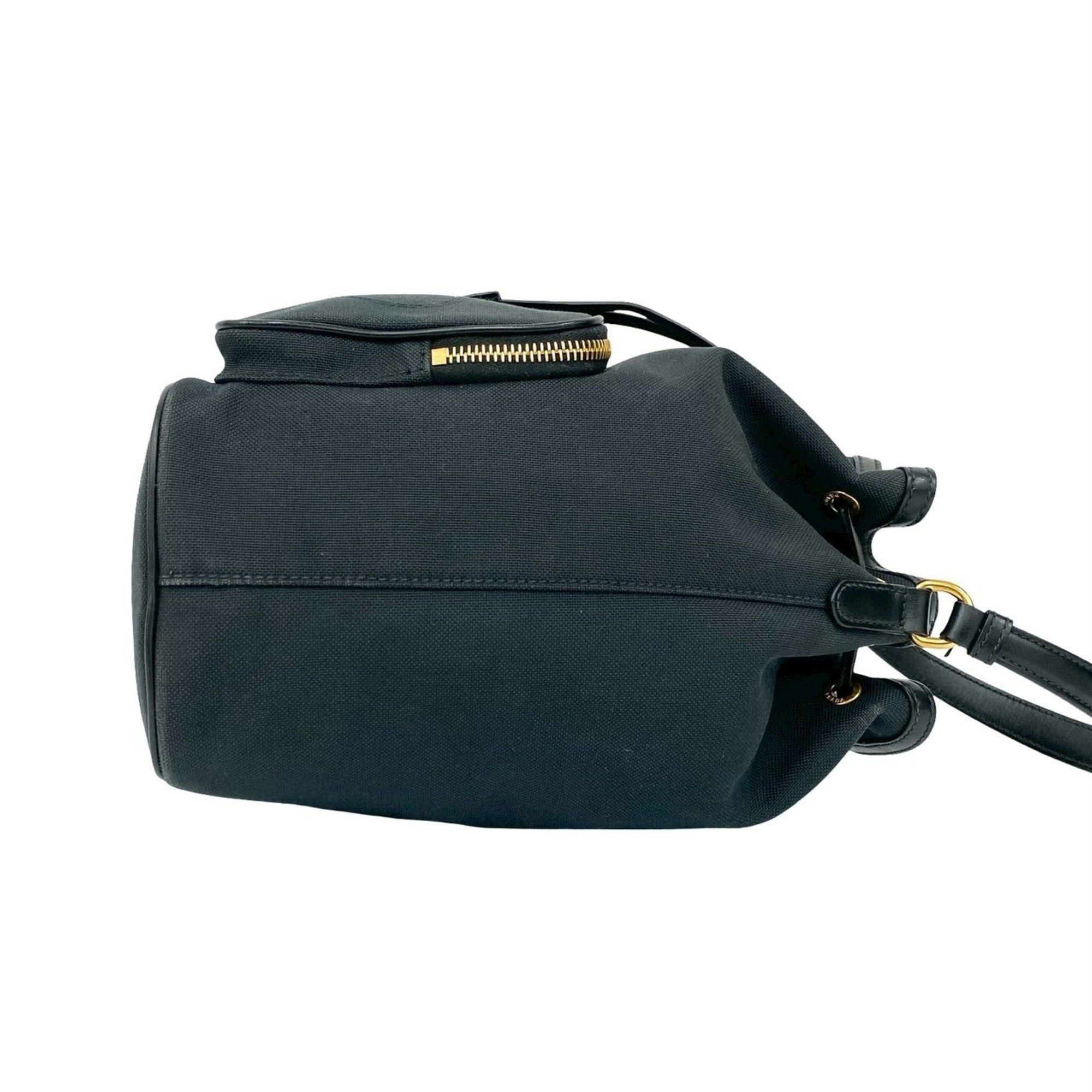 Prada Prada Logo Canvas and Leather Drawstring 2-Way Handbag/Mini Shoulder Bag, Black 11359 Size ONE SIZE - 6 Thumbnail