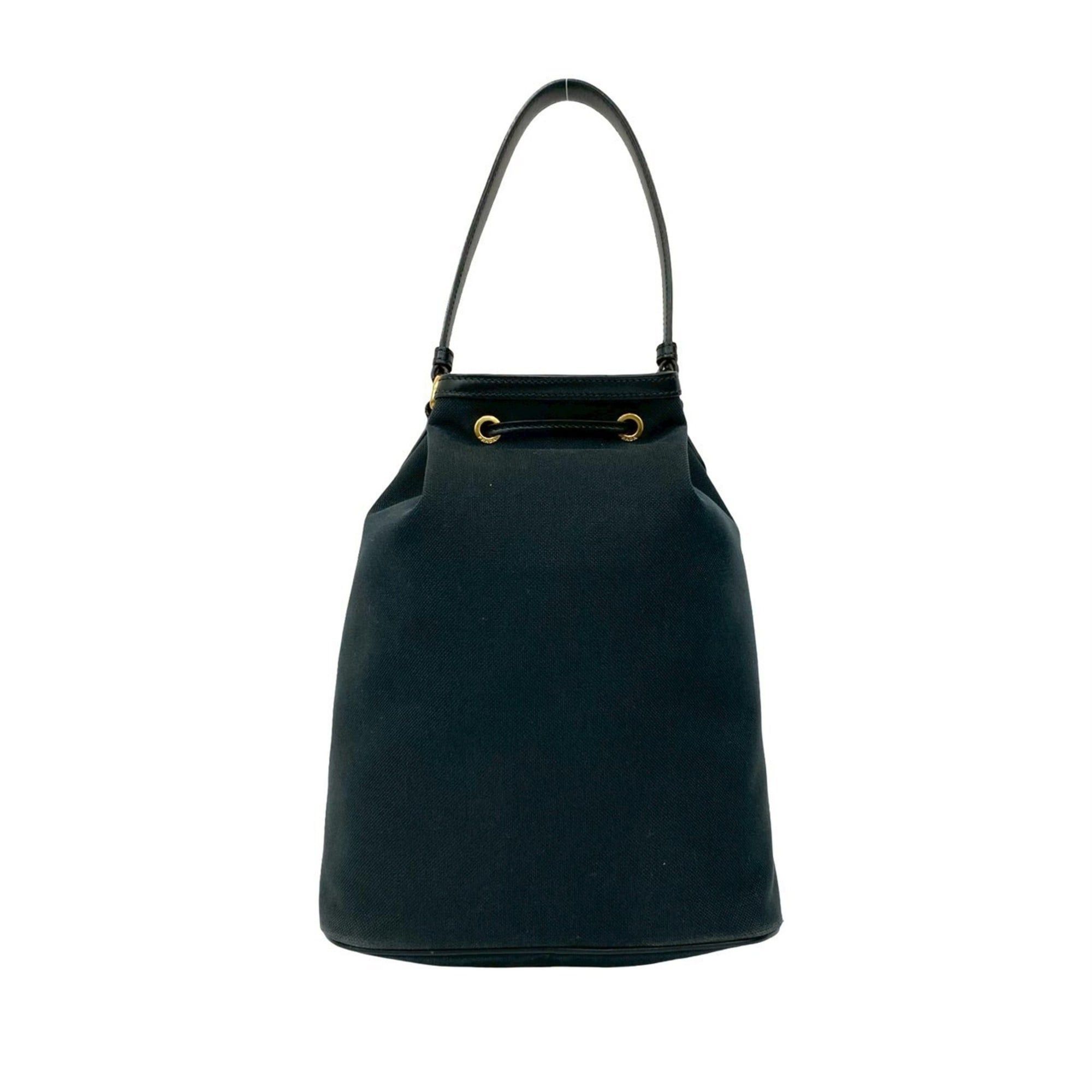 Prada Prada Logo Canvas and Leather Drawstring 2-Way Handbag/Mini Shoulder Bag, Black 11359 Size ONE SIZE - 3 Thumbnail