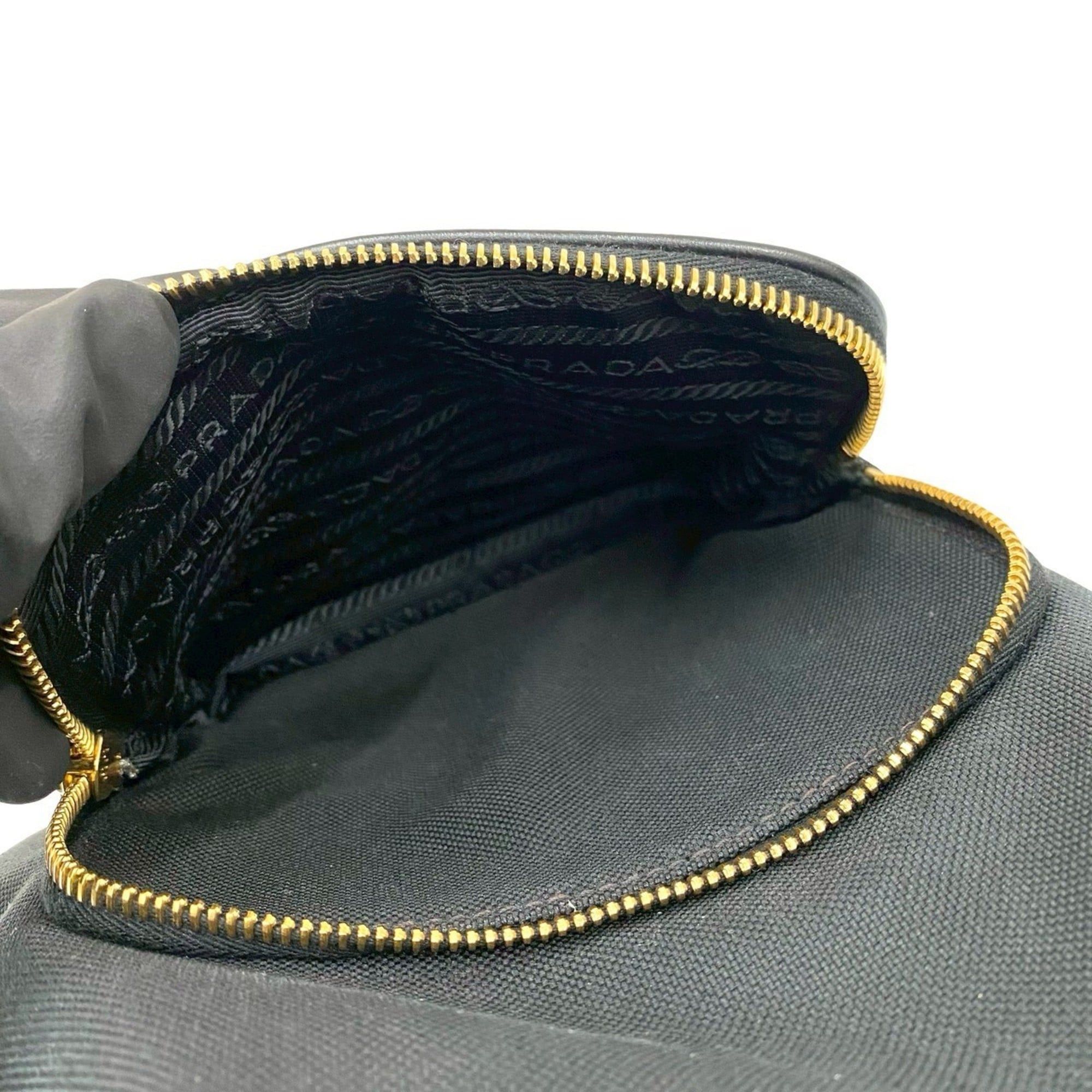 Prada Prada Logo Canvas and Leather Drawstring 2-Way Handbag/Mini Shoulder Bag, Black 11359 Size ONE SIZE - 10 Thumbnail