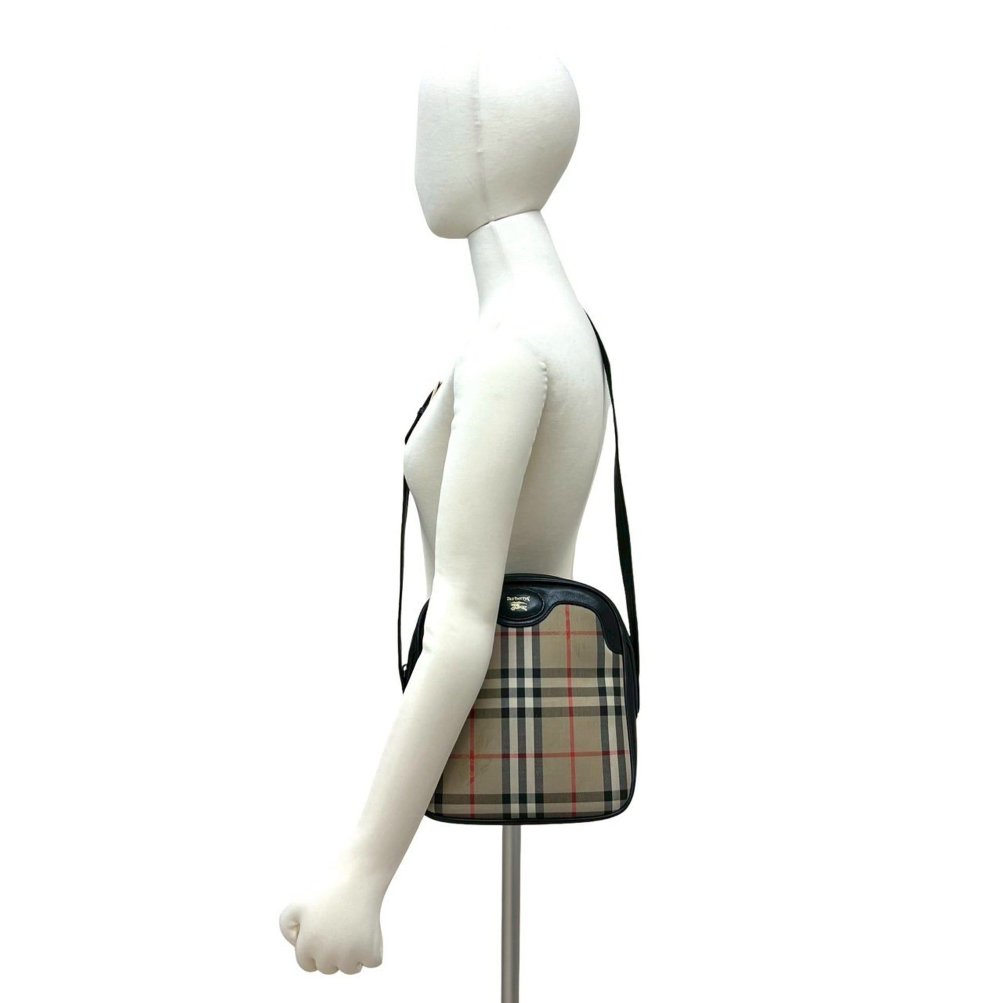 Burberry Burberry's Nova Check Canvas and Leather Mini Shoulder Bag/Pochette in Black 96081 Size ONE SIZE - 2 Thumbnail