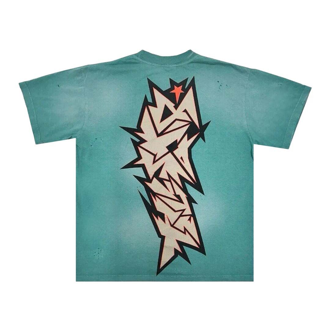 HELLSTAR Crack Print Tee 'Green' Size US L / EU 52-54 / 3 - 2 Thumbnail