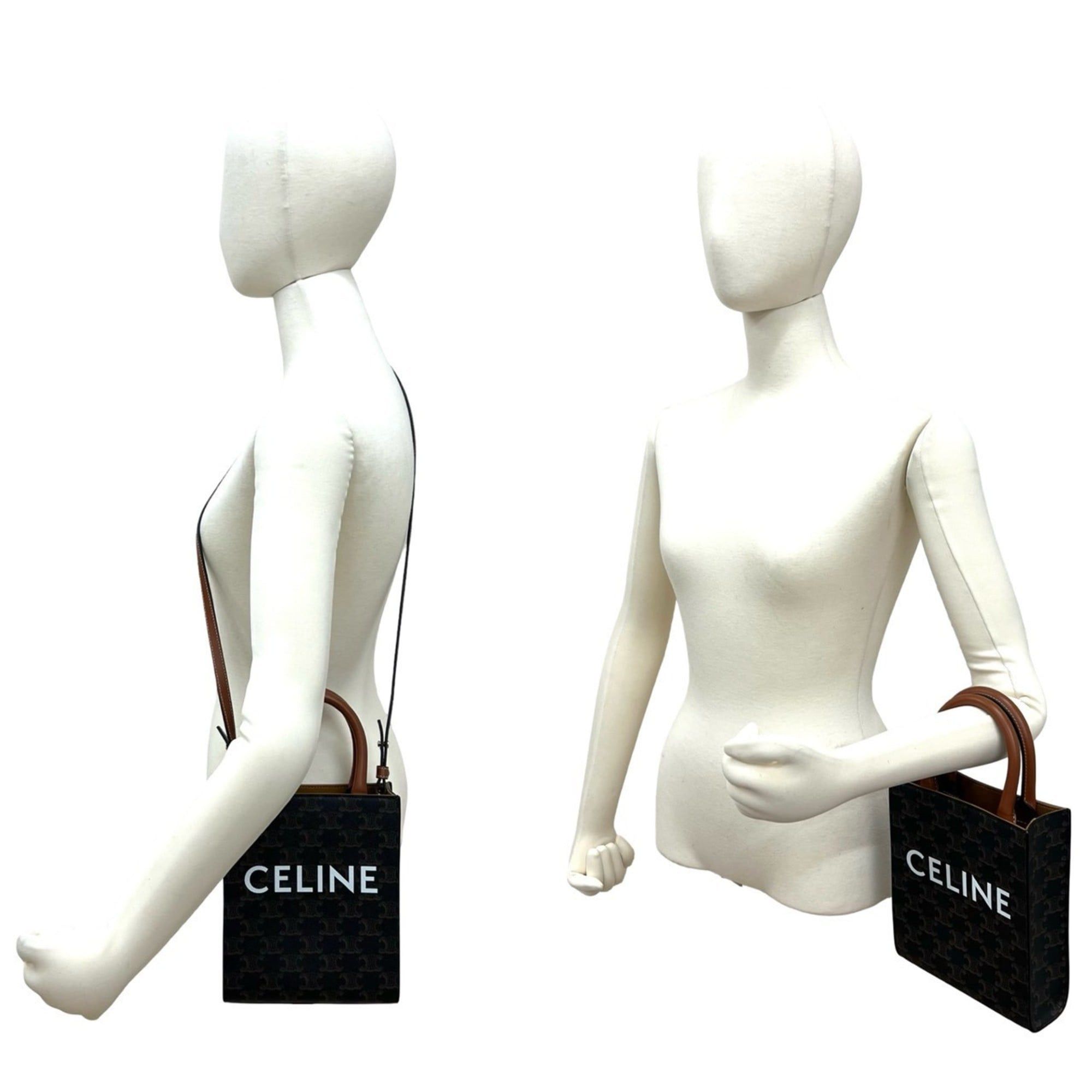 Celine CELINE Vertical Cabas Mini Leather 2-Way Handbag, Tote Bag, Shoulder Brown 21735 Size ONE SIZE - 2 Thumbnail