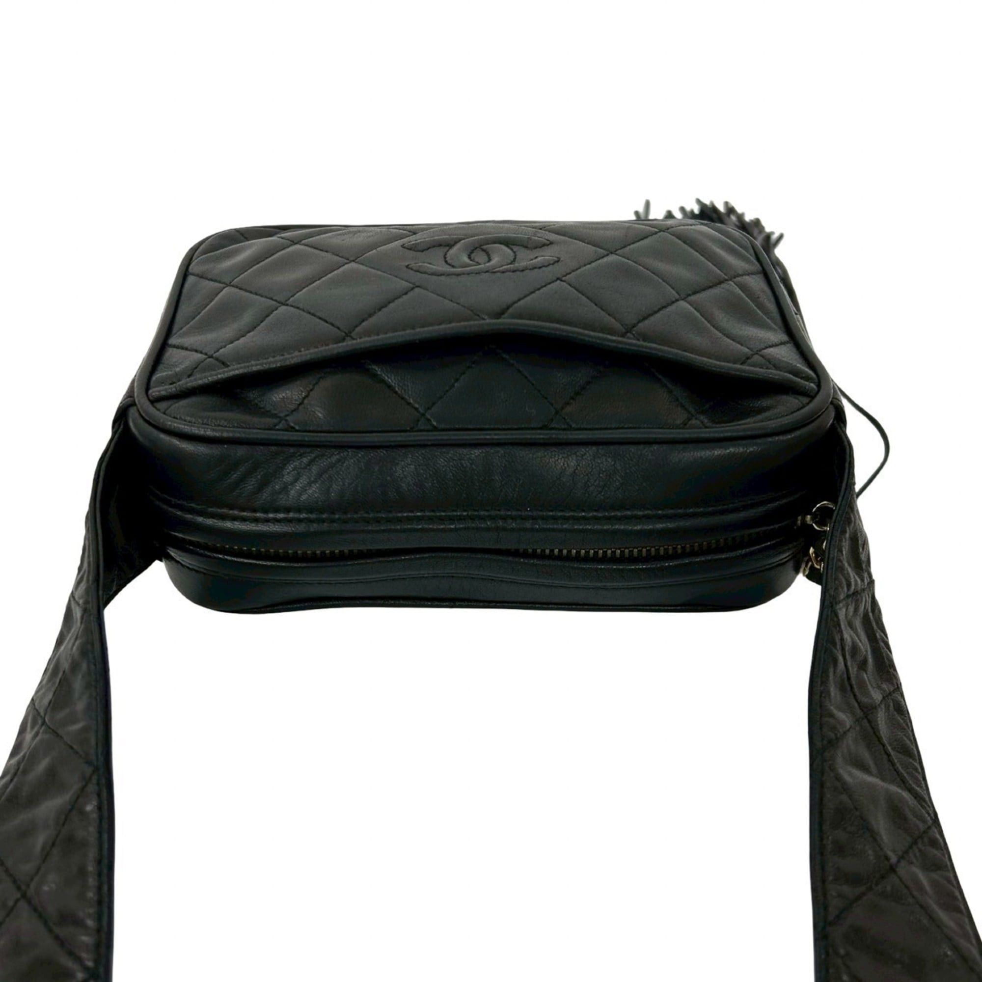 Chanel CHANEL Matelasse Coco Mark Fringe Tassel Lambskin Mini Shoulder Bag in Black (g82-2) Size ONE SIZE - 4 Thumbnail