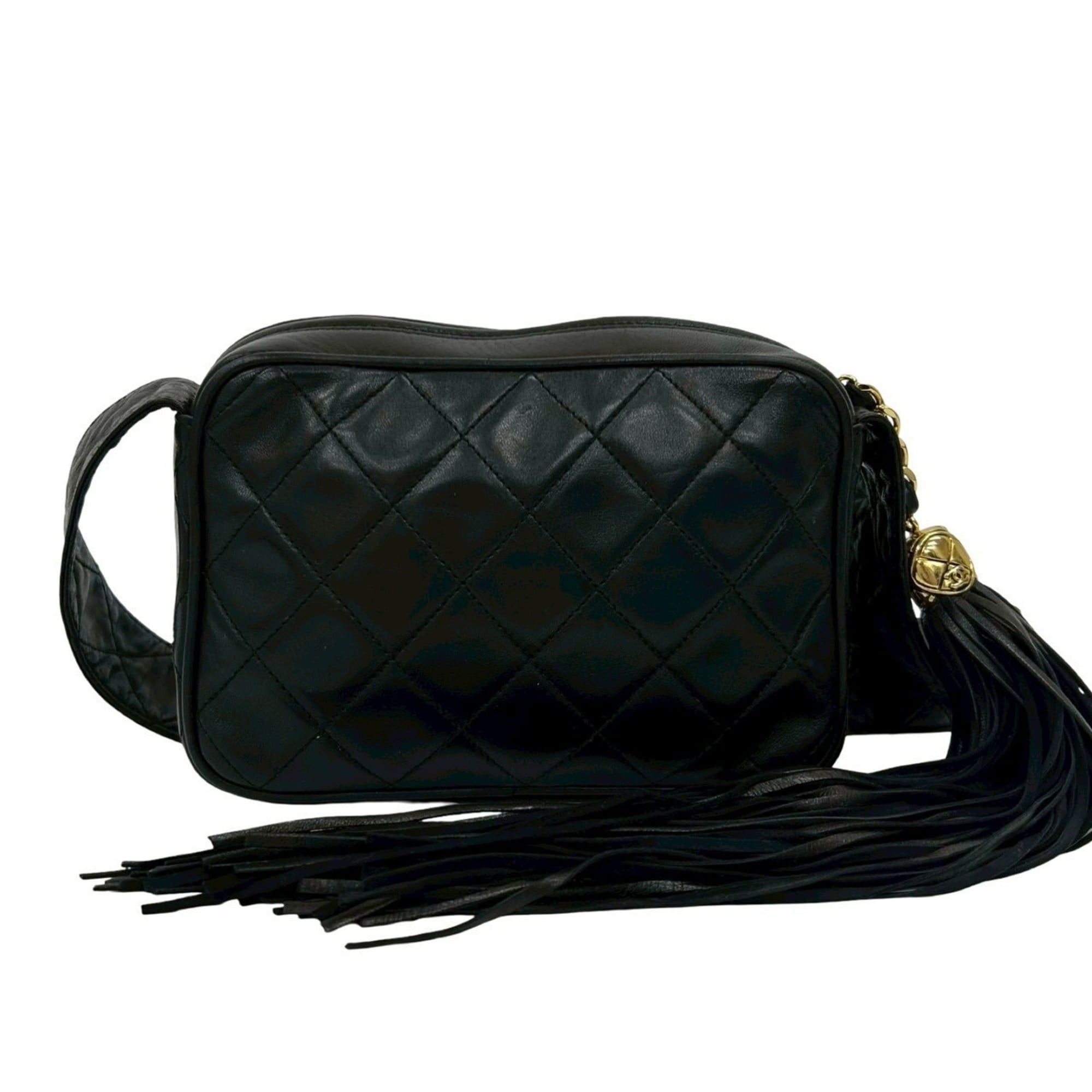 Chanel CHANEL Matelasse Coco Mark Fringe Tassel Lambskin Mini Shoulder Bag in Black (g82-2) Size ONE SIZE - 3 Thumbnail