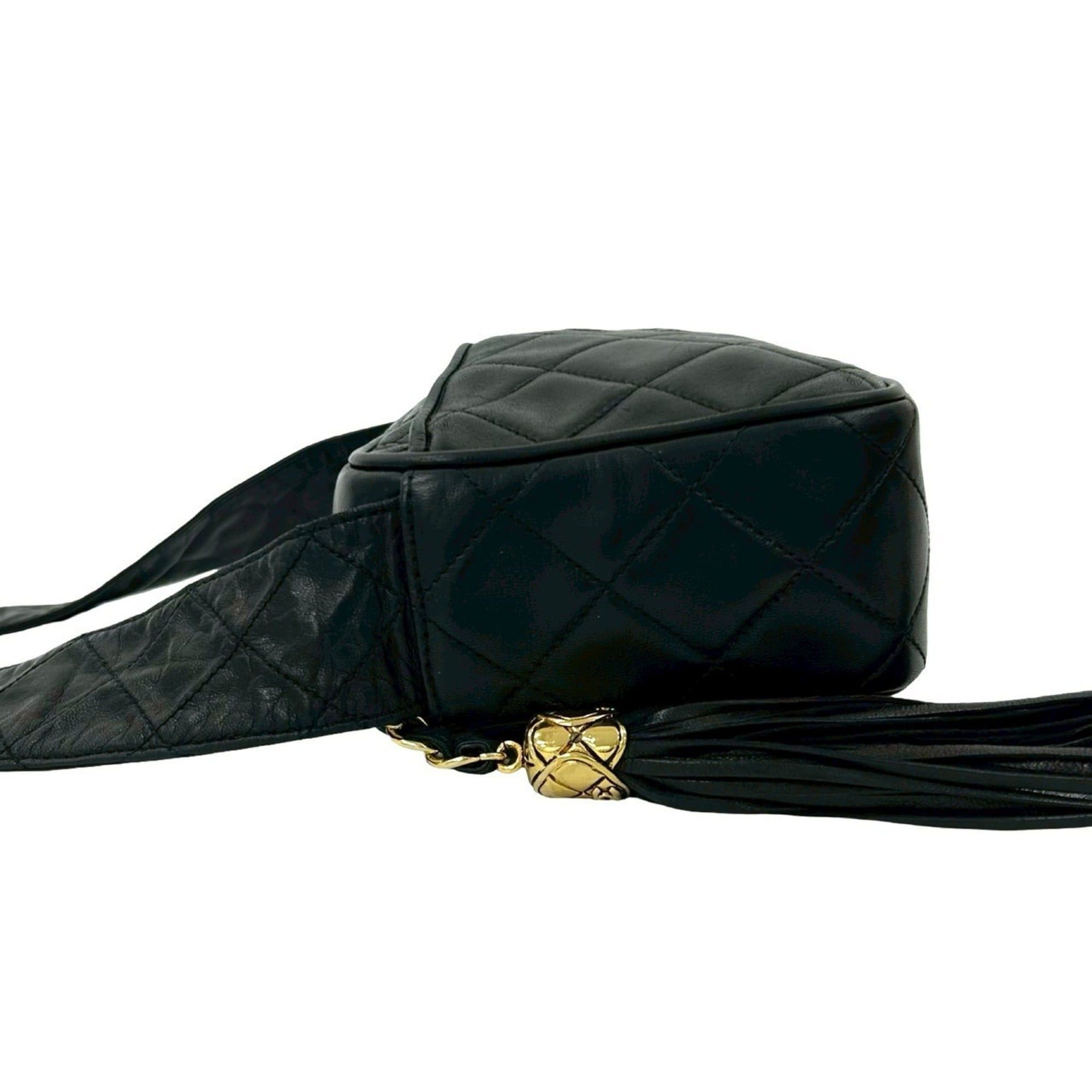 Chanel CHANEL Matelasse Coco Mark Fringe Tassel Lambskin Mini Shoulder Bag in Black (g82-2) Size ONE SIZE - 5 Thumbnail