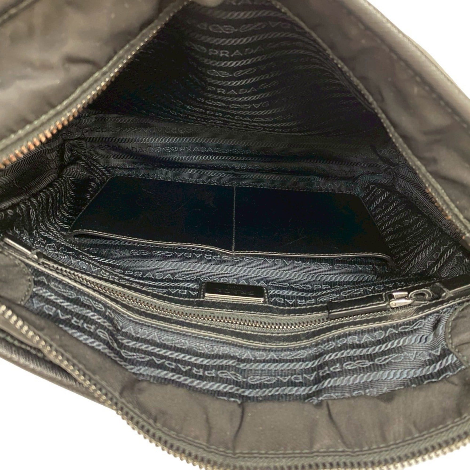 Prada PRADA Triangle Logo Nylon and Saffiano Leather Shoulder Bag/Messenger Bag in Black (38997) Size ONE SIZE - 9 Thumbnail