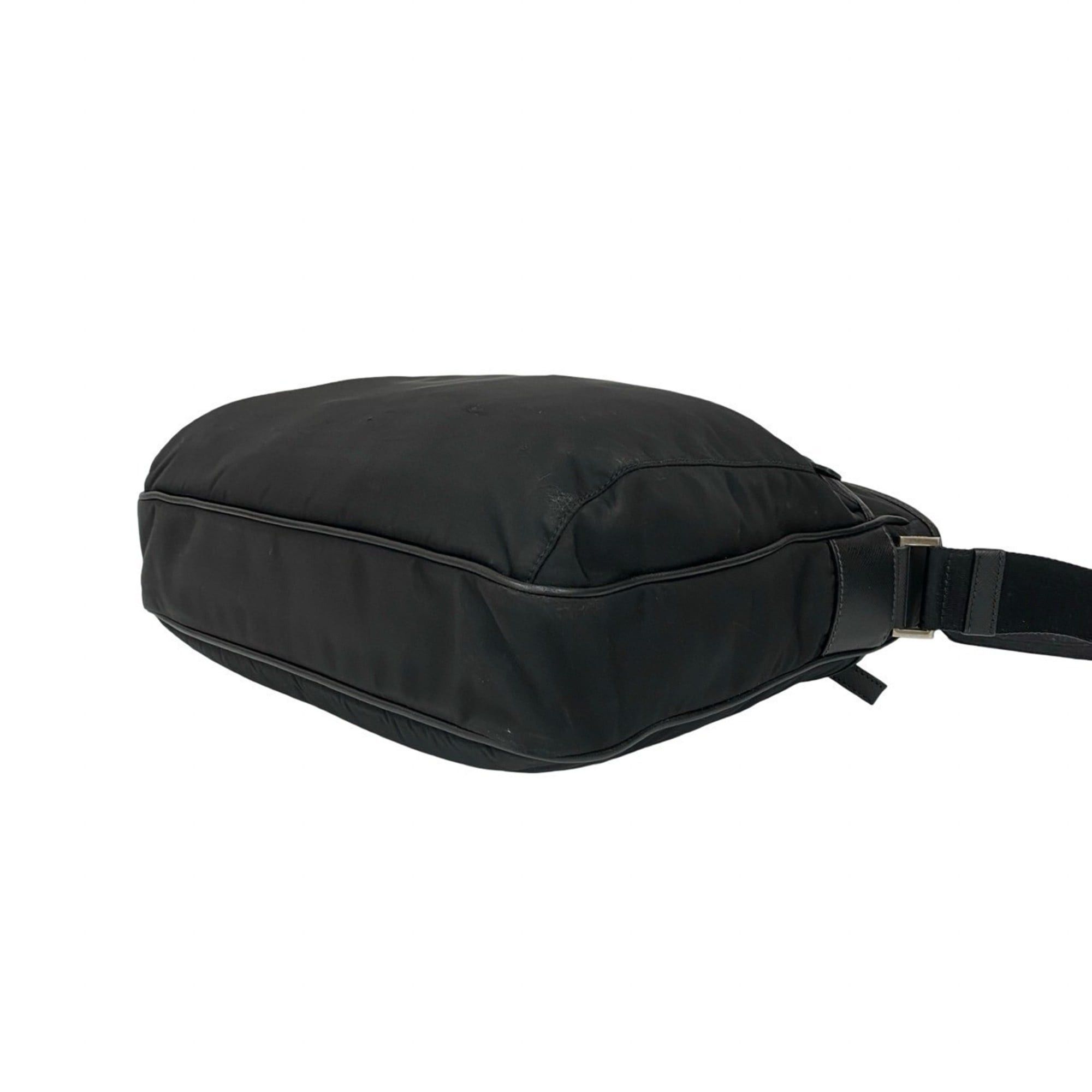 Prada PRADA Triangle Logo Nylon and Saffiano Leather Shoulder Bag/Messenger Bag in Black (38997) Size ONE SIZE - 8 Thumbnail