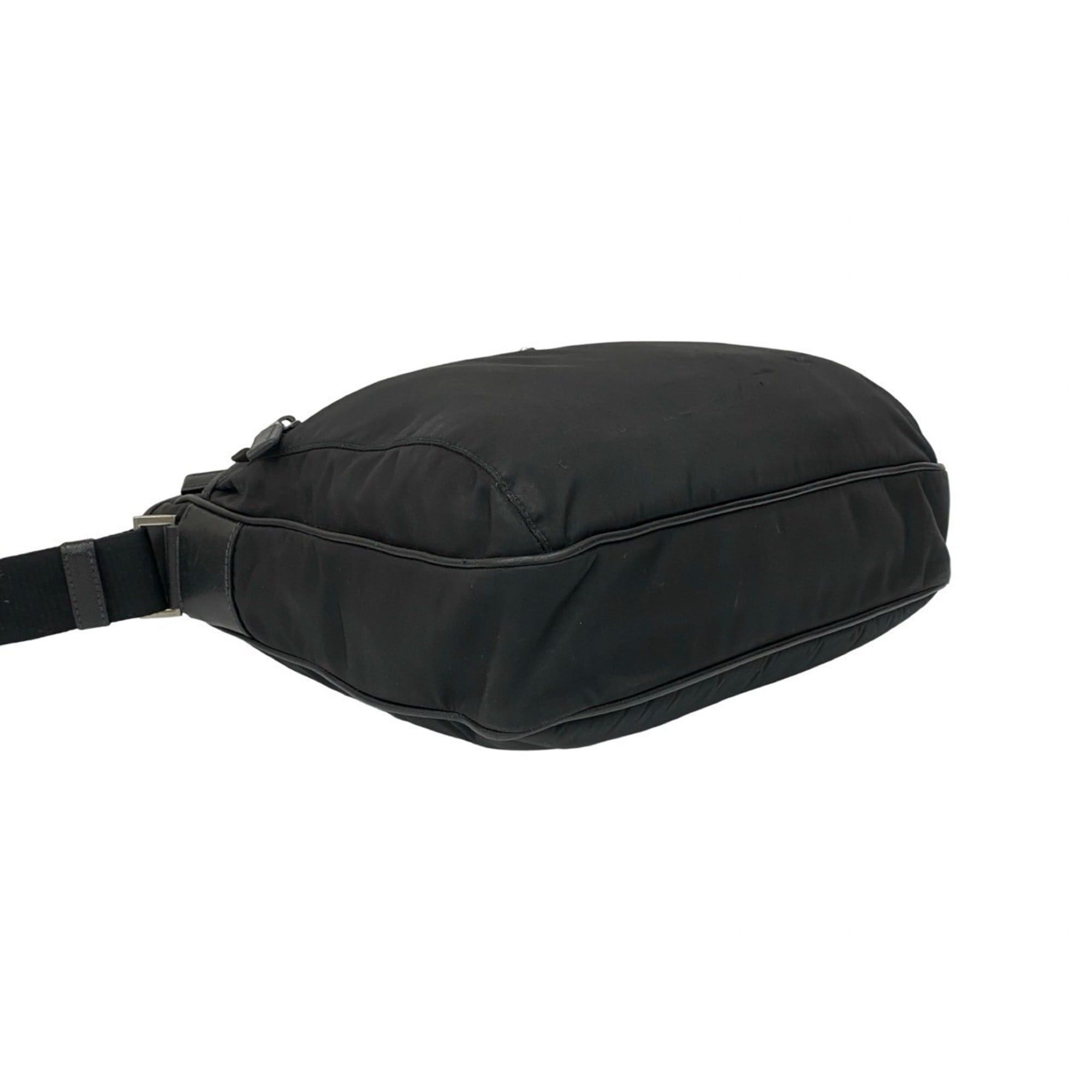 Prada PRADA Triangle Logo Nylon and Saffiano Leather Shoulder Bag/Messenger Bag in Black (38997) Size ONE SIZE - 7 Thumbnail