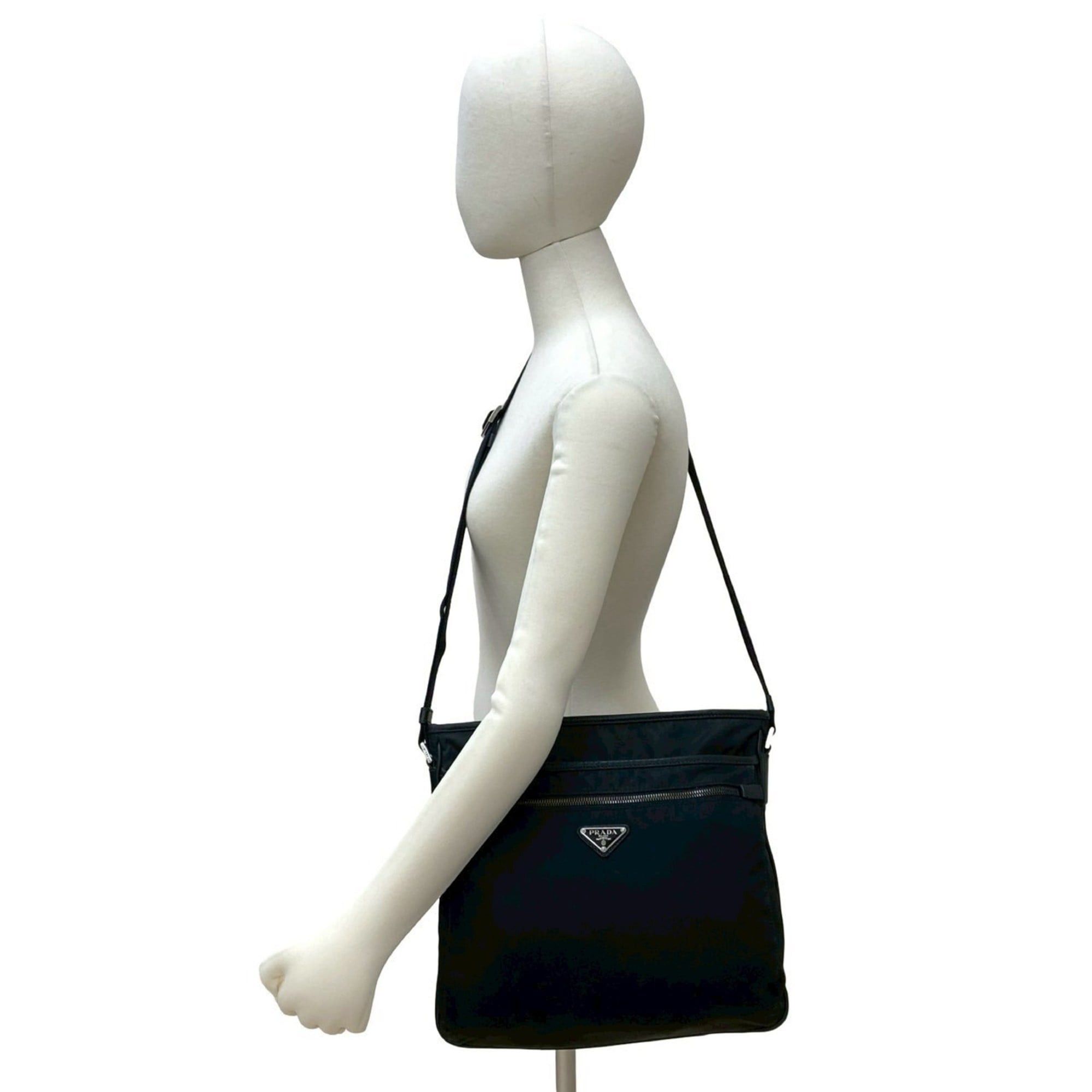 Prada PRADA Triangle Logo Nylon and Saffiano Leather Shoulder Bag/Messenger Bag in Black (38997) Size ONE SIZE - 2 Thumbnail
