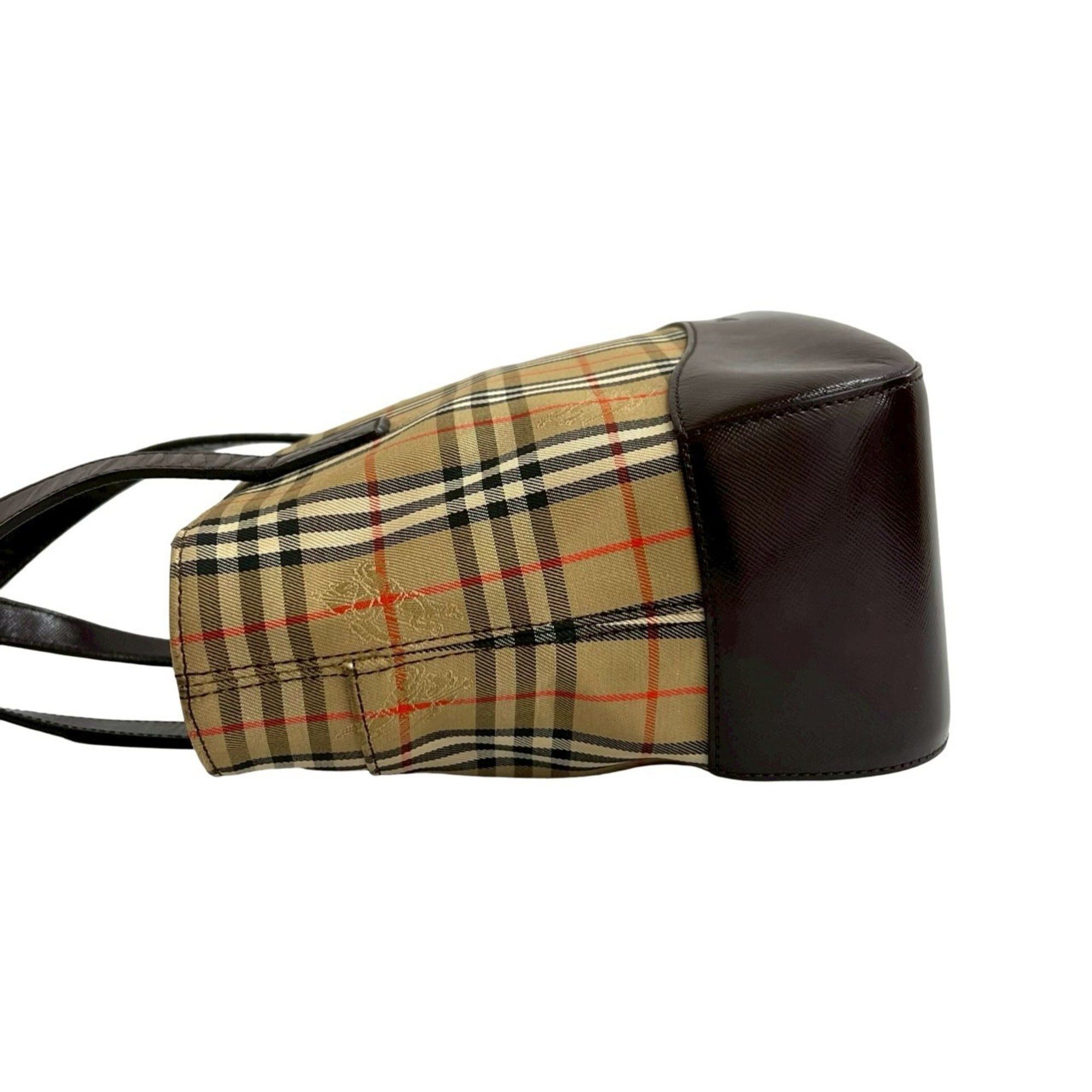 Burberry Burberry's Nova Check Leather and Canvas Handbag Tote Bag in Brown Beige (174-2) Size ONE SIZE - 5 Thumbnail
