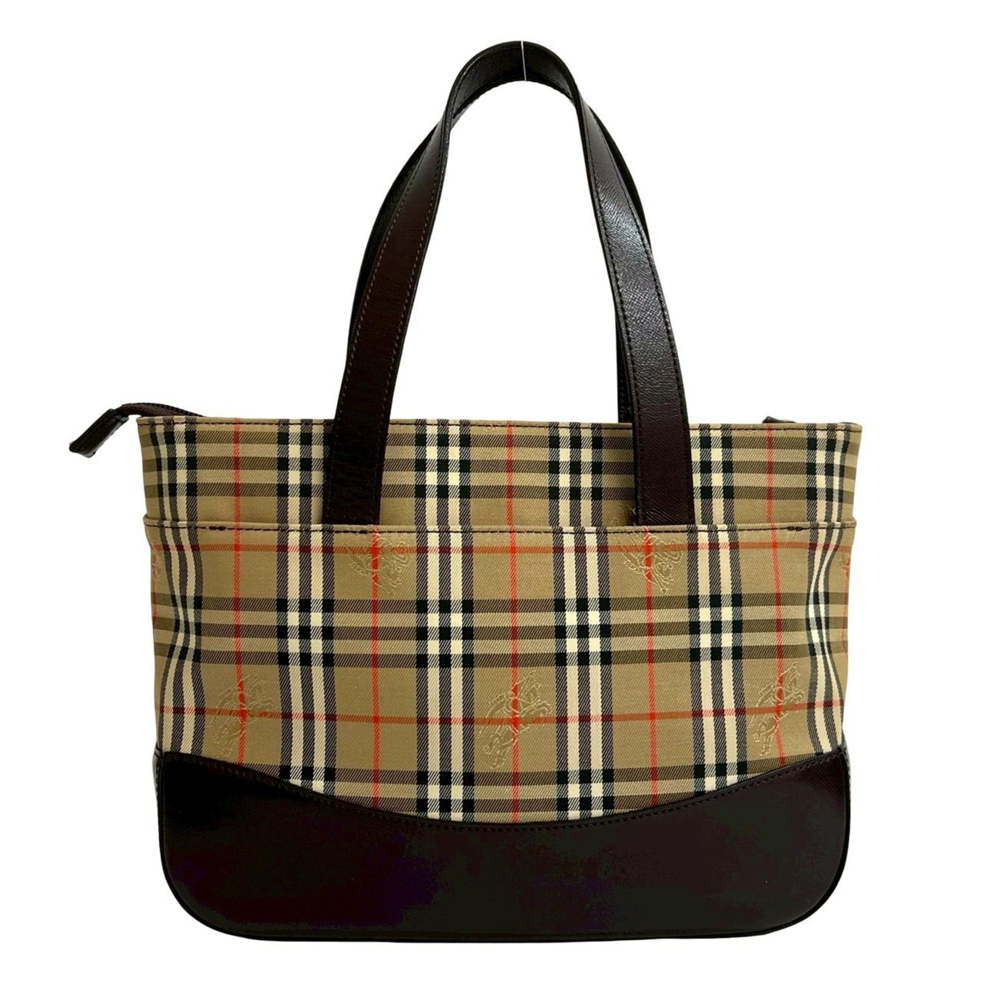 Burberry Burberry's Nova Check Leather and Canvas Handbag Tote Bag in Brown Beige (174-2) Size ONE SIZE - 3 Thumbnail