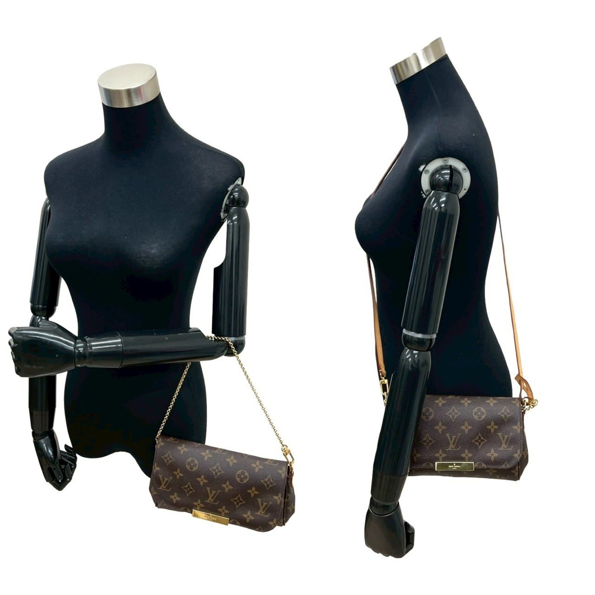 Louis Vuitton LOUIS VUITTON Favorite PM Monogram Leather 2-Way Handbag/Shoulder Bag, Brown, f2131 Size ONE SIZE - 2 Thumbnail