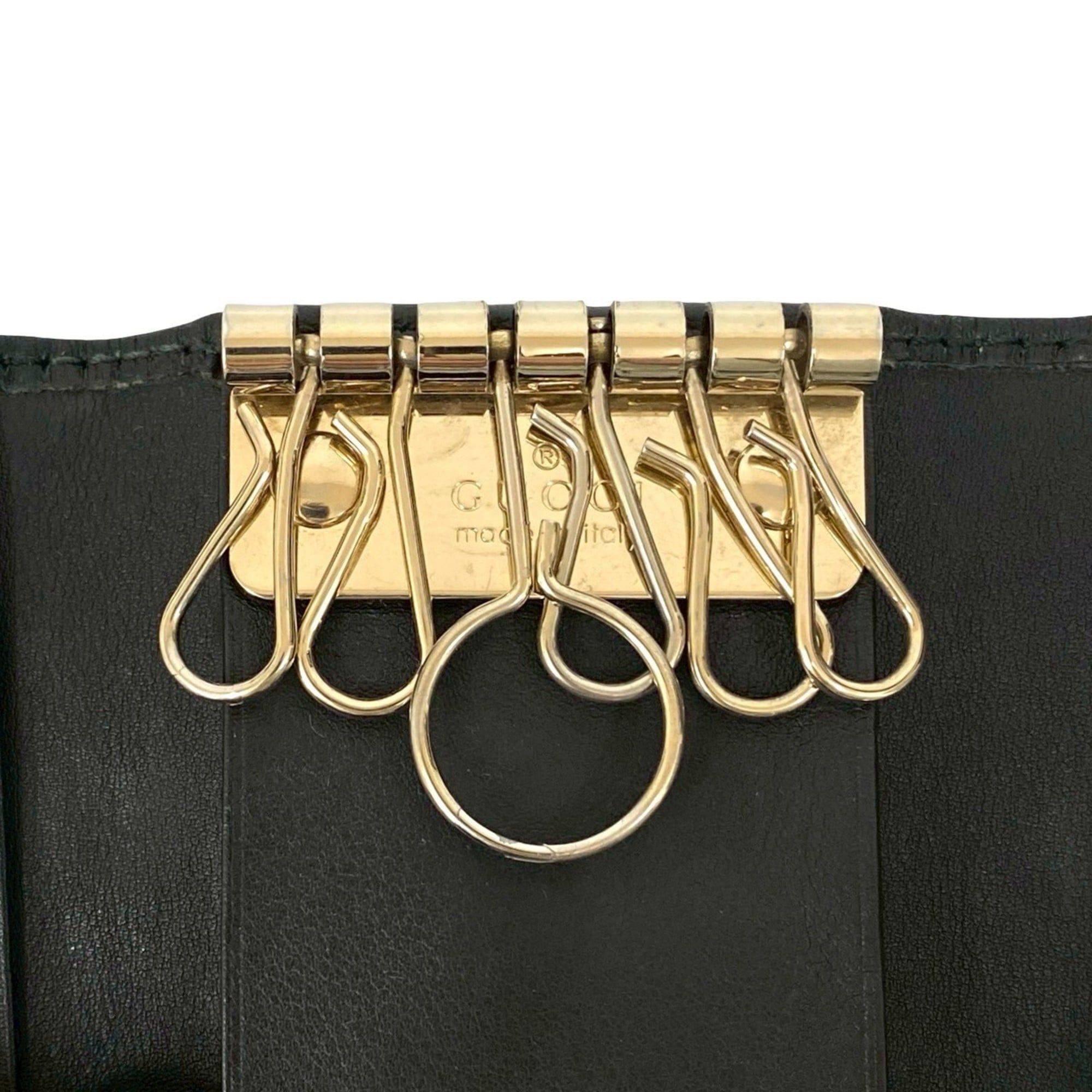Gucci Gucci Shima GG Logo All-Over Print Leather Tri-Fold 6-Ring Key Case, Cover, Holder, Black, 25788 Size ONE SIZE - 8 Thumbnail