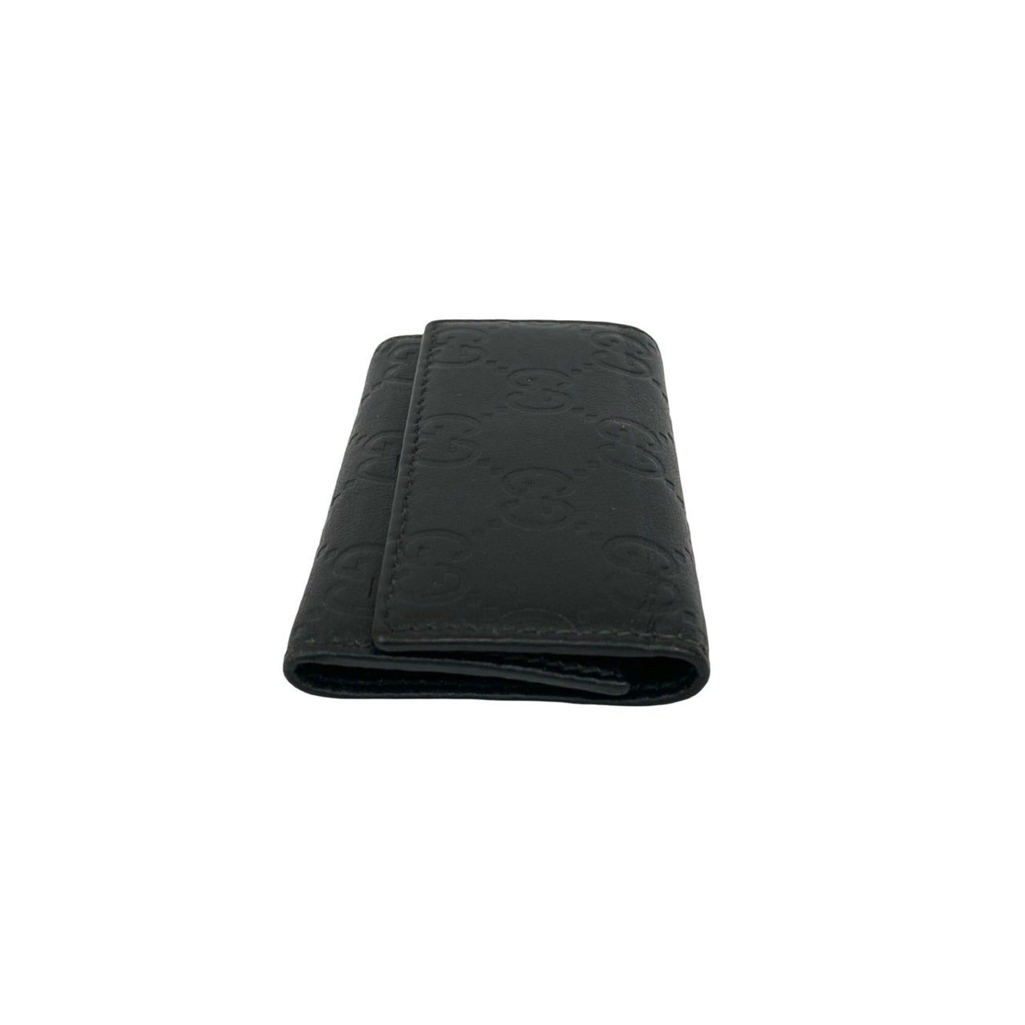 Gucci Gucci Shima GG Logo All-Over Print Leather Tri-Fold 6-Ring Key Case, Cover, Holder, Black, 25788 Size ONE SIZE - 4 Thumbnail