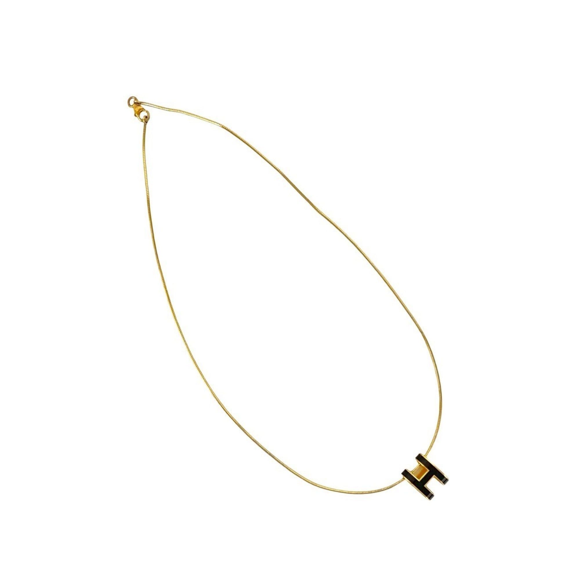 Hermes HERMES Pop H Motif Necklace GP Pendant Choker Gold Black 15361 Size ONE SIZE - 4 Thumbnail