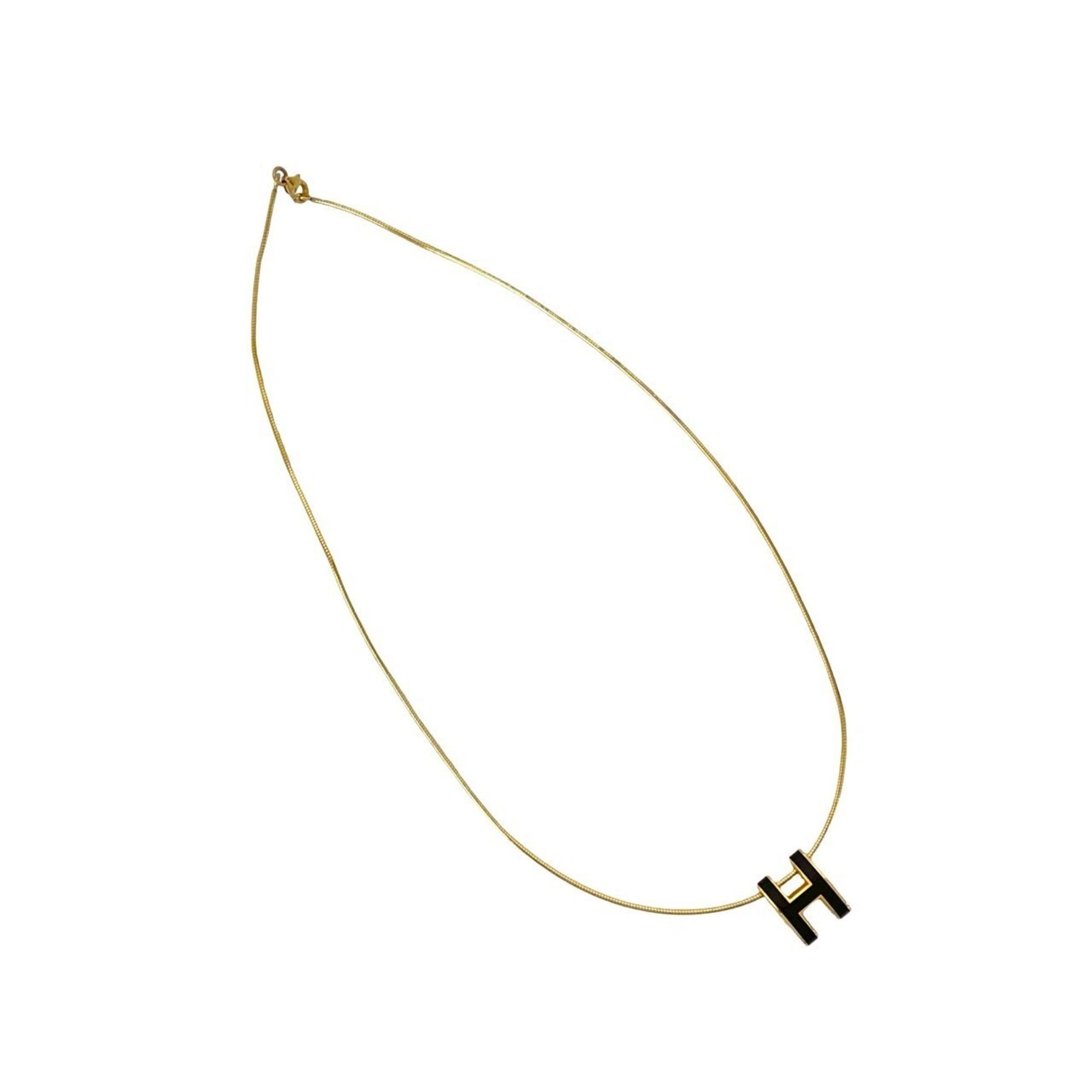 Hermes HERMES Pop H Motif Necklace GP Pendant Choker Gold Black 15361 Size ONE SIZE - 5 Thumbnail