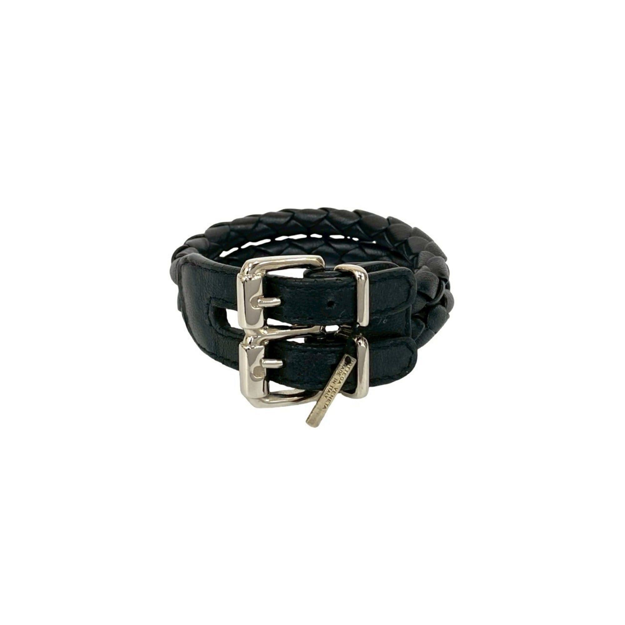 Bottega Veneta BOTTEGA VENETA Intrecciato Leather Bracelet/Bangle in Black 92235 Size ONE SIZE - 4 Thumbnail