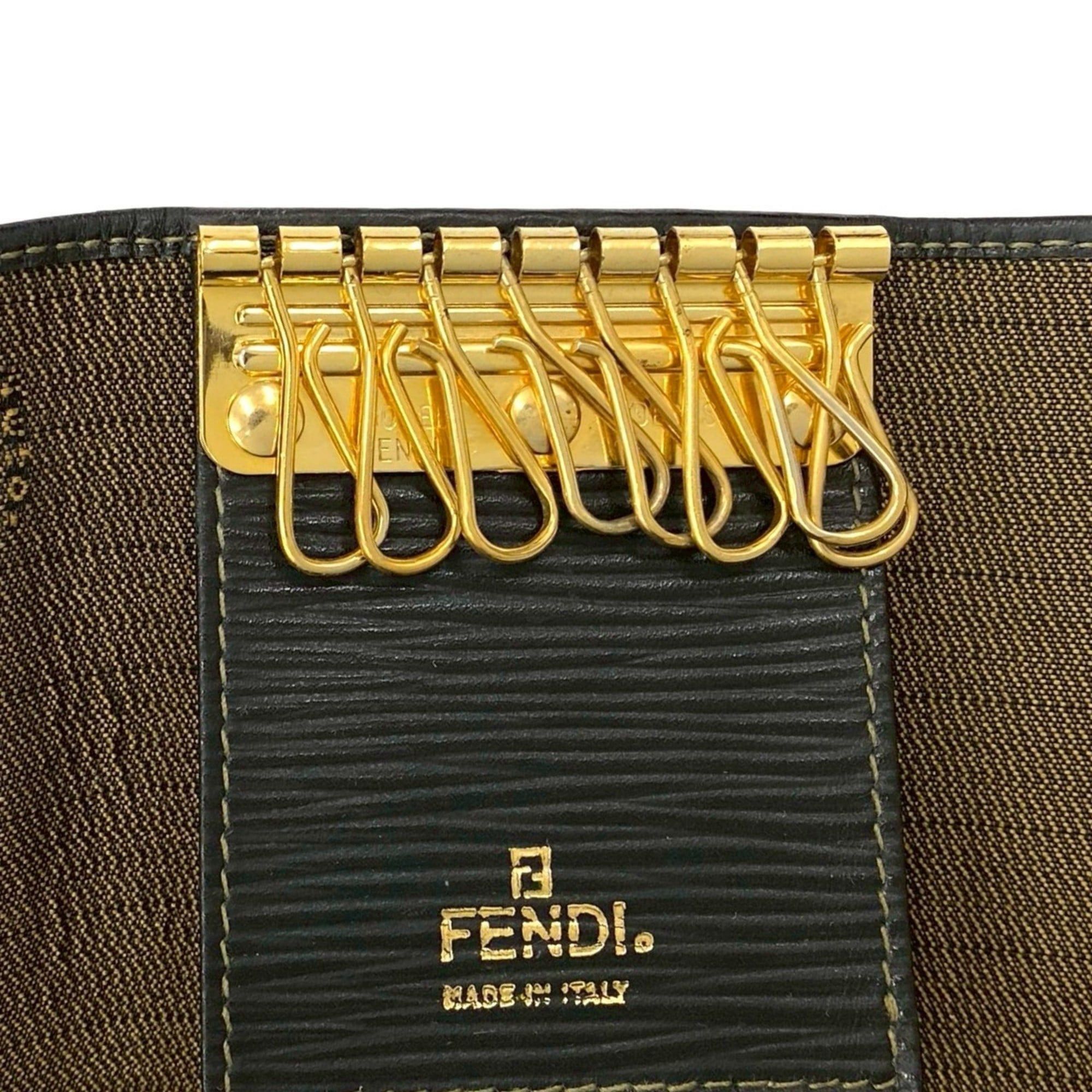 Fendi FENDI Zucca FF Canvas Leather Key Case, Cover, Holder, Black/Brown, 12110 Size ONE SIZE - 8 Thumbnail
