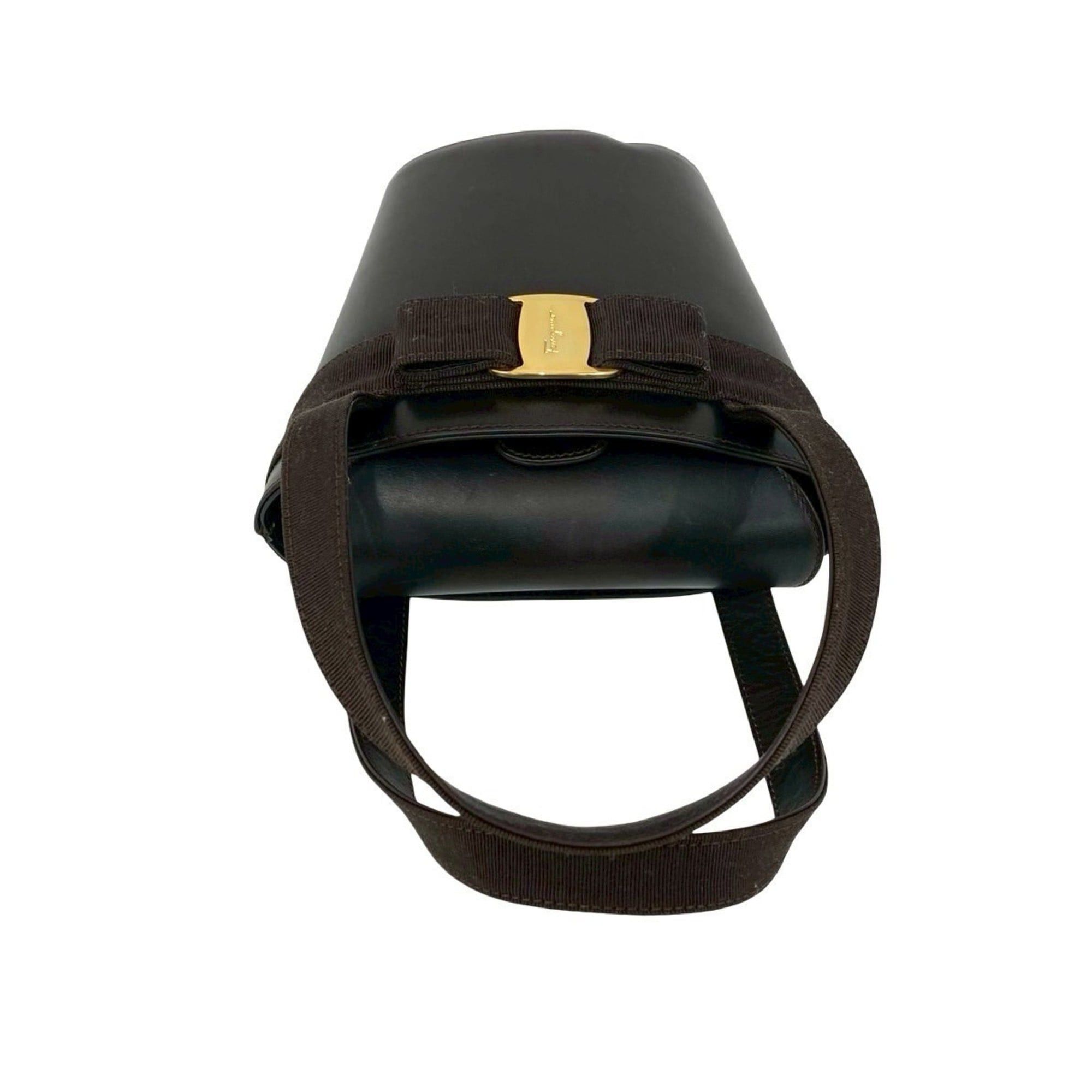 Salvatore Ferragamo Salvatore Ferragamo Vara Ribbon Leather Handbag/Mini Tote Bag, Brown, 33883 Size ONE SIZE - 4 Thumbnail