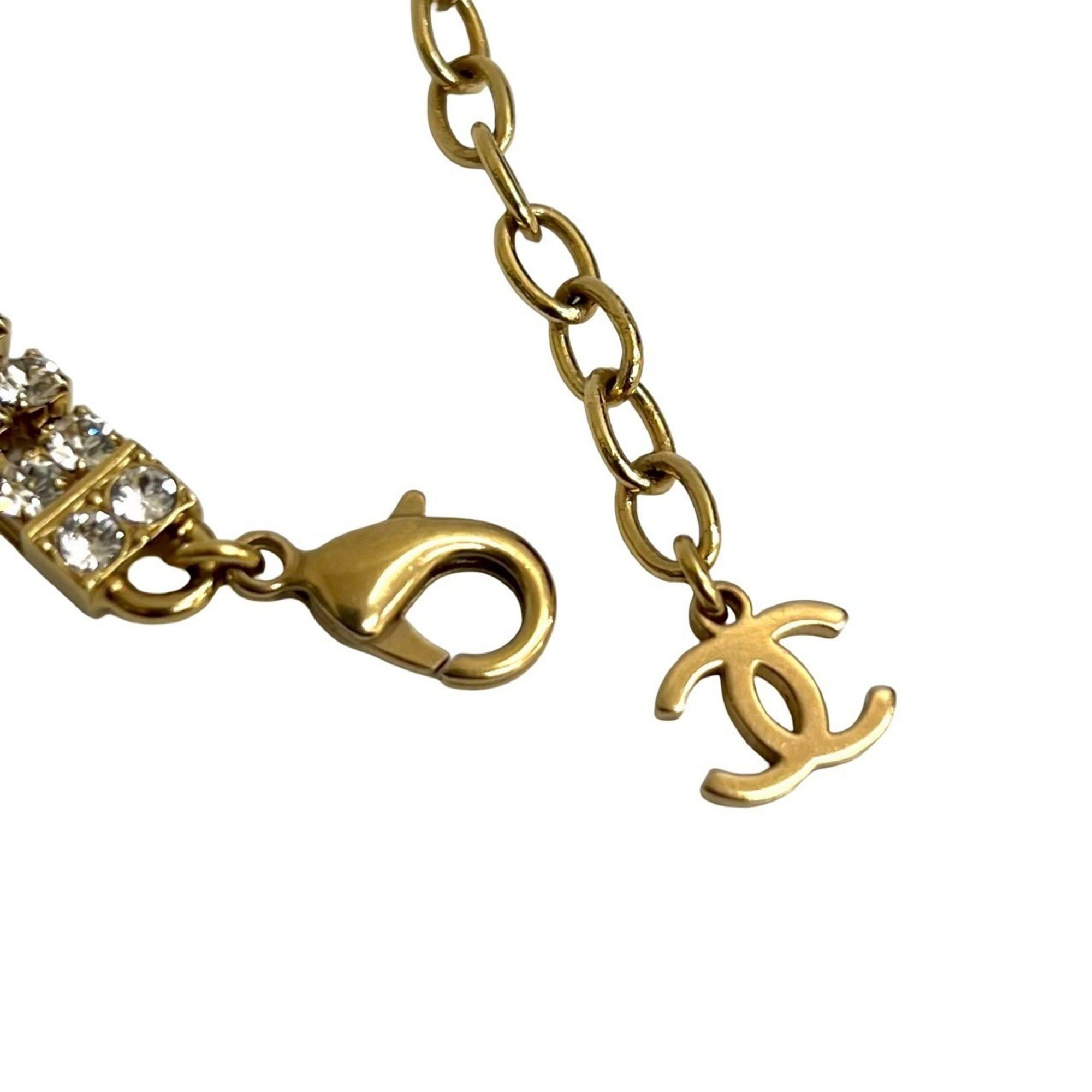 Chanel CHANEL Coco Mark GP Rhinestone and Faux Pearl Necklace Choker Gold 10627 Size ONE SIZE - 3 Thumbnail