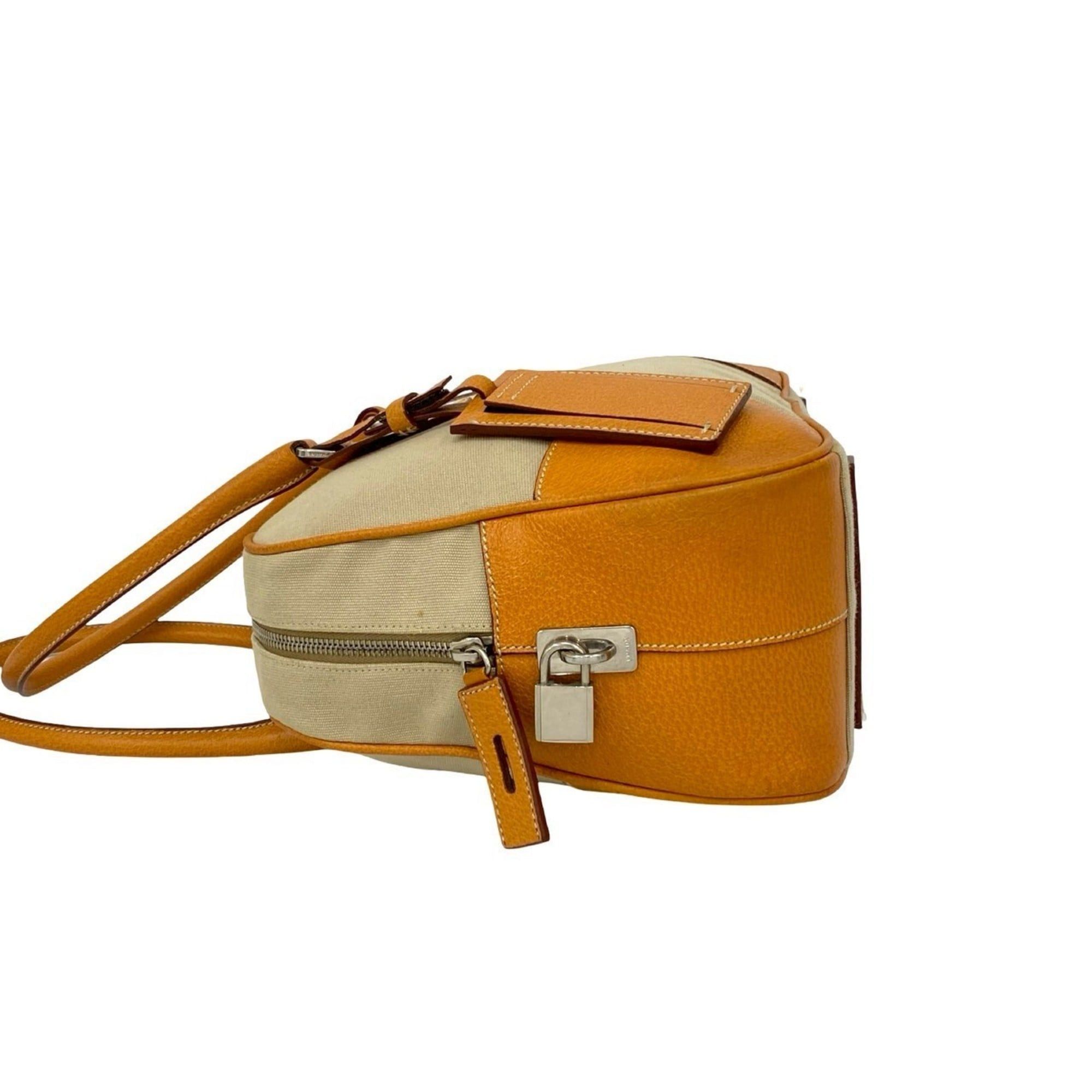 Prada PRADA Triangle Logo Canvas and Leather Tote Bag, Semi-Shoulder Mini Boston Beige 2148a Size ONE SIZE - 5 Thumbnail