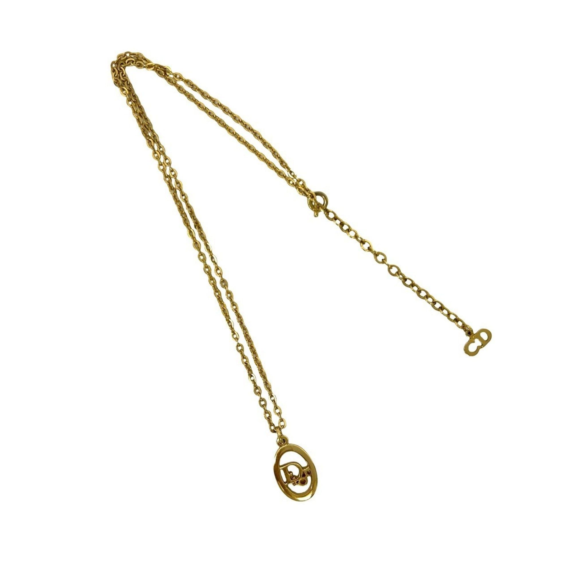 Dior Christian Dior Logo Motif GP Chain Necklace Pendant Gold 93021 Size ONE SIZE - 5 Thumbnail