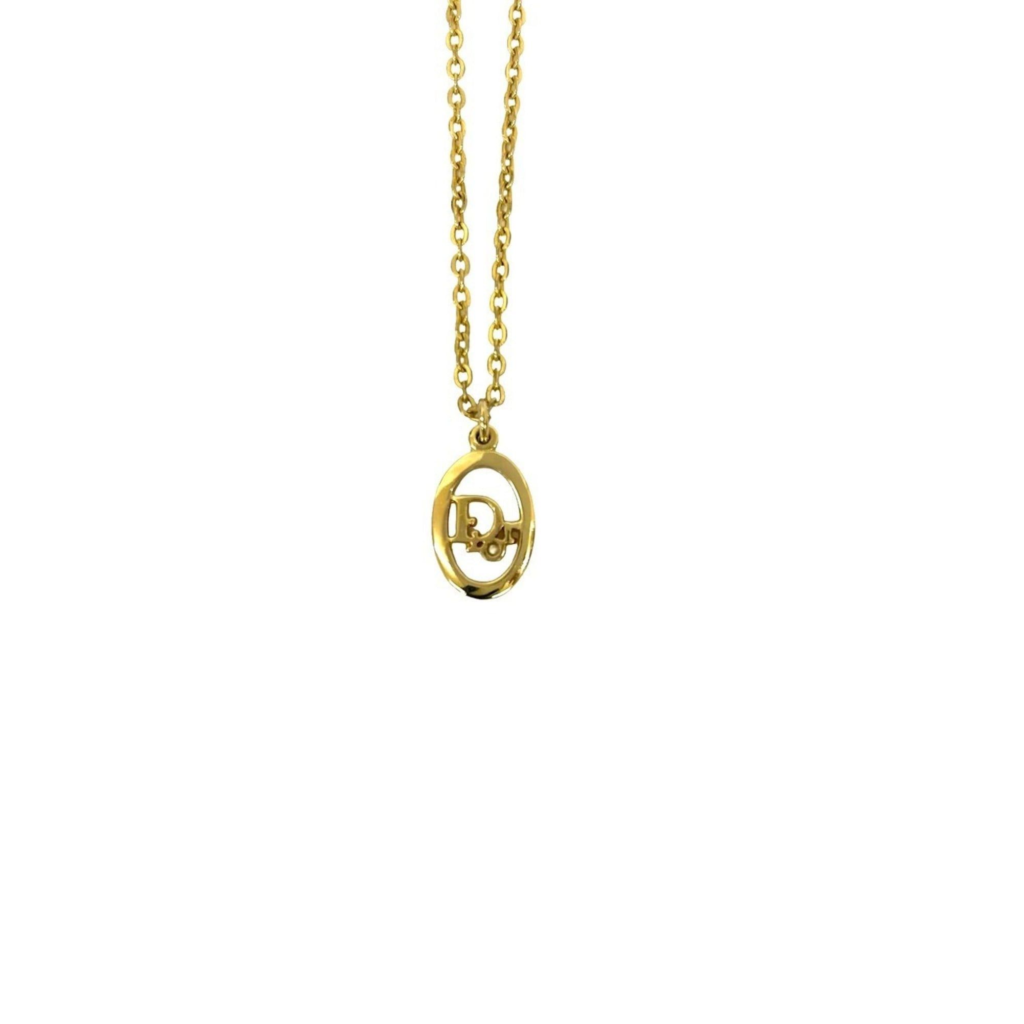 Dior Christian Dior Logo Motif GP Chain Necklace Pendant Gold 93021 Size ONE SIZE - 4 Thumbnail
